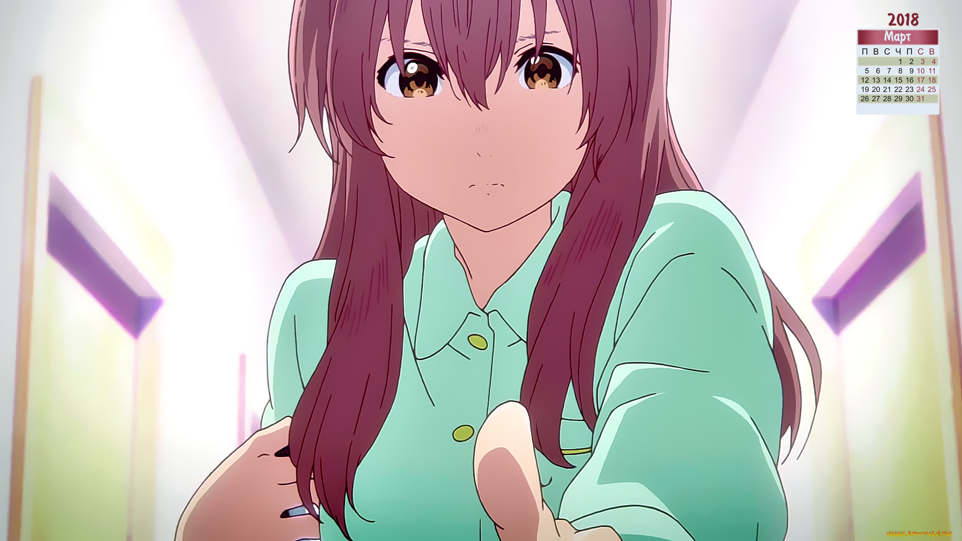 календари, аниме, 2018, девушка, взгляд