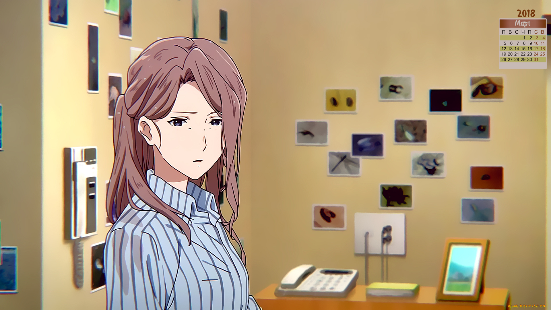 календари, аниме, 2018, взгляд, девушка