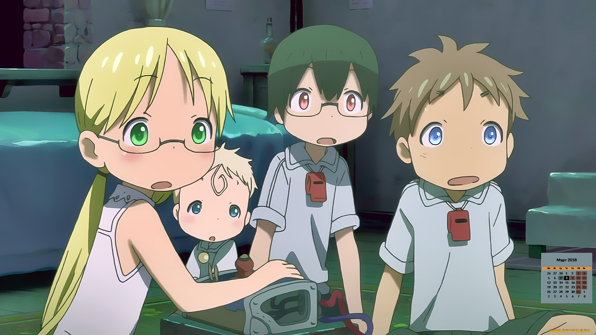 календари, аниме, девочка, мальчик, взгляд, 2018, дети