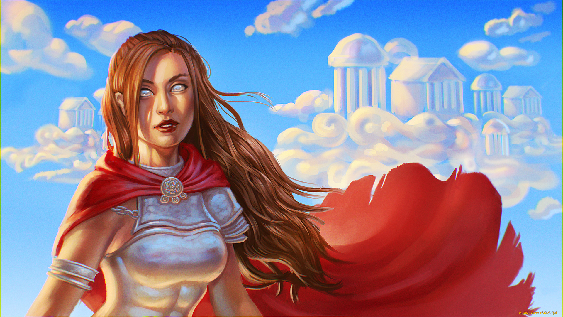 фэнтези, девушки, девушка, фон, взгляд, латы