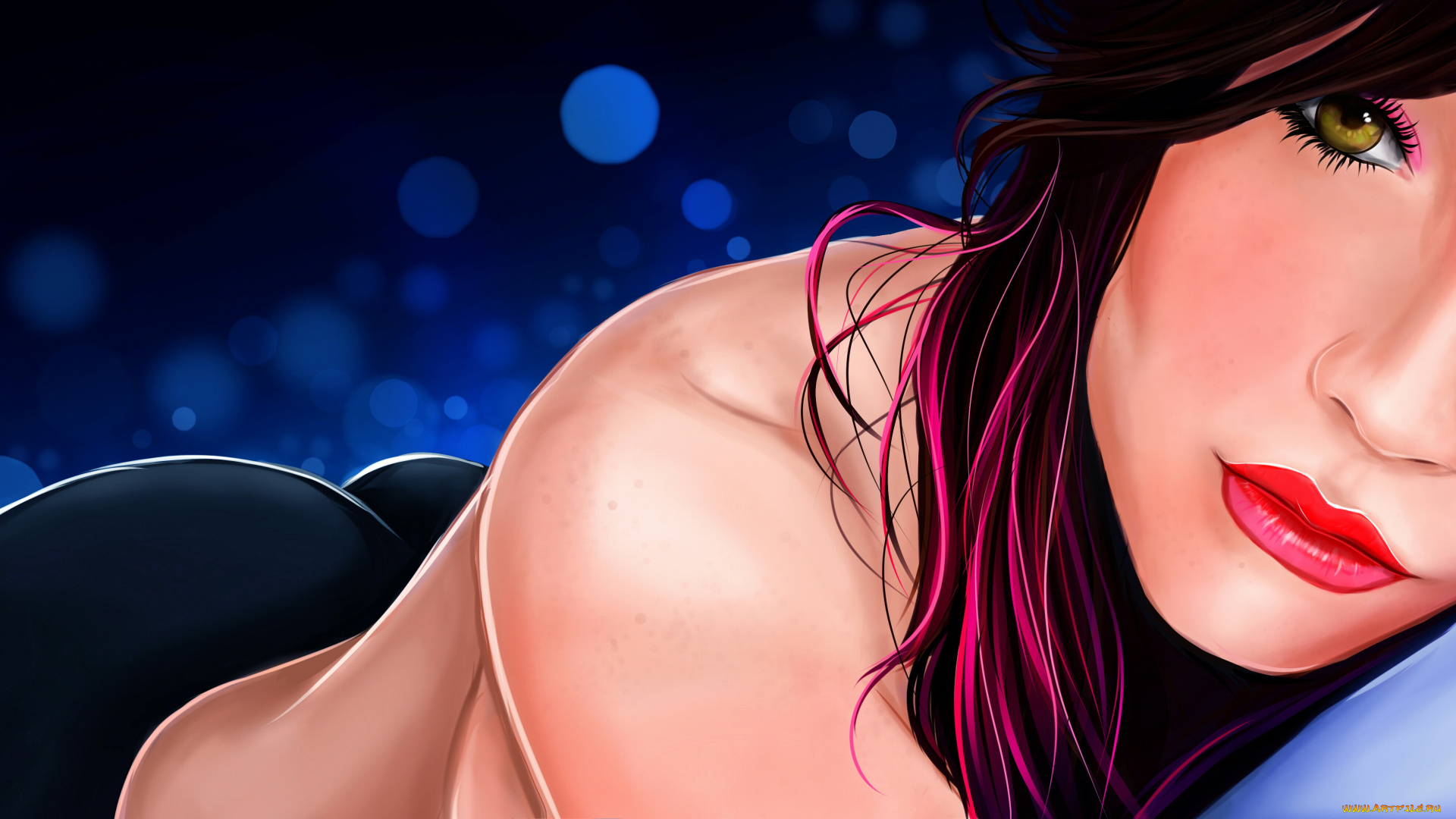 рисованное, люди, взгляд, фон, девушка