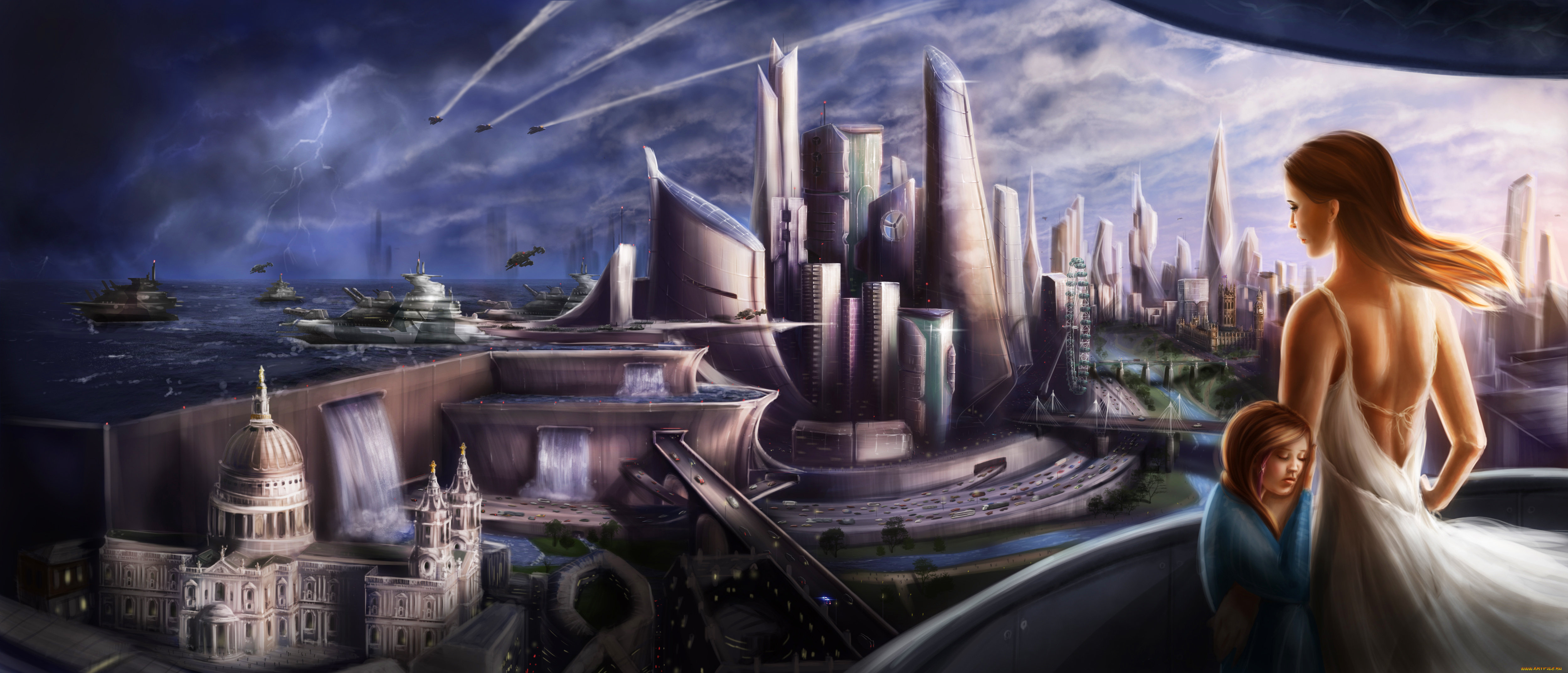 фэнтези, иные, миры, , иные, времена, девушка, девочка, фон, город