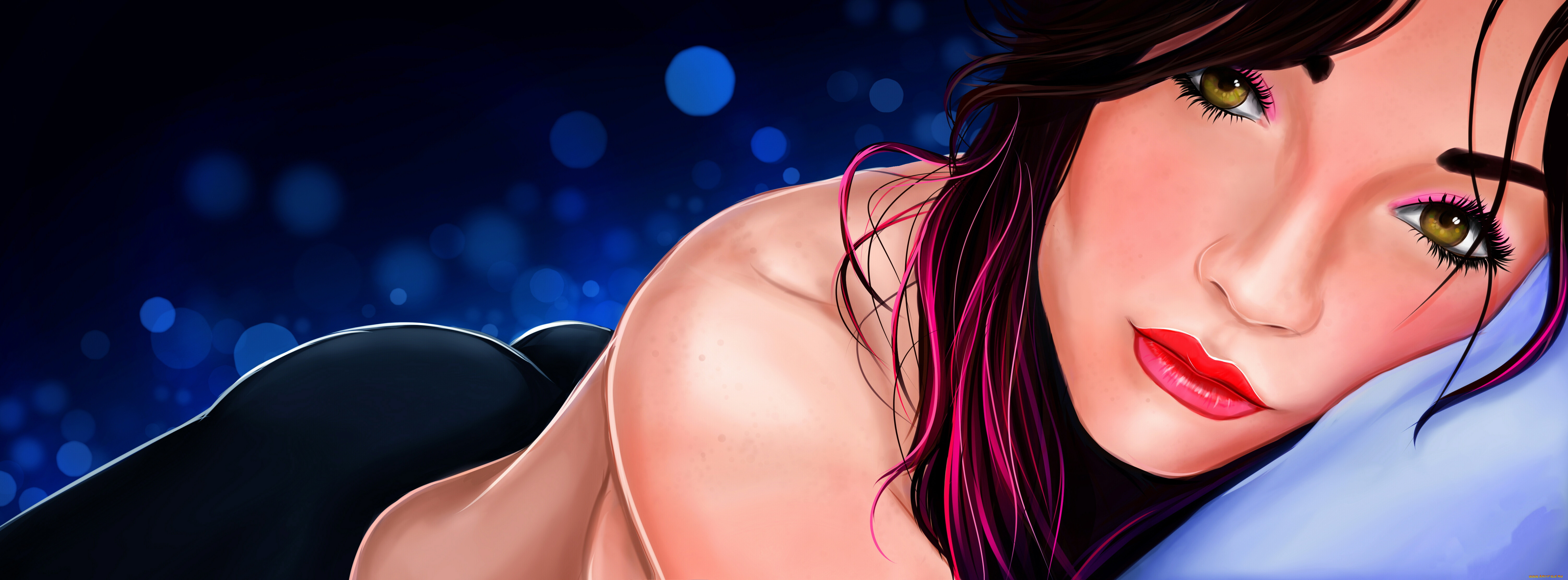 рисованное, люди, взгляд, фон, девушка