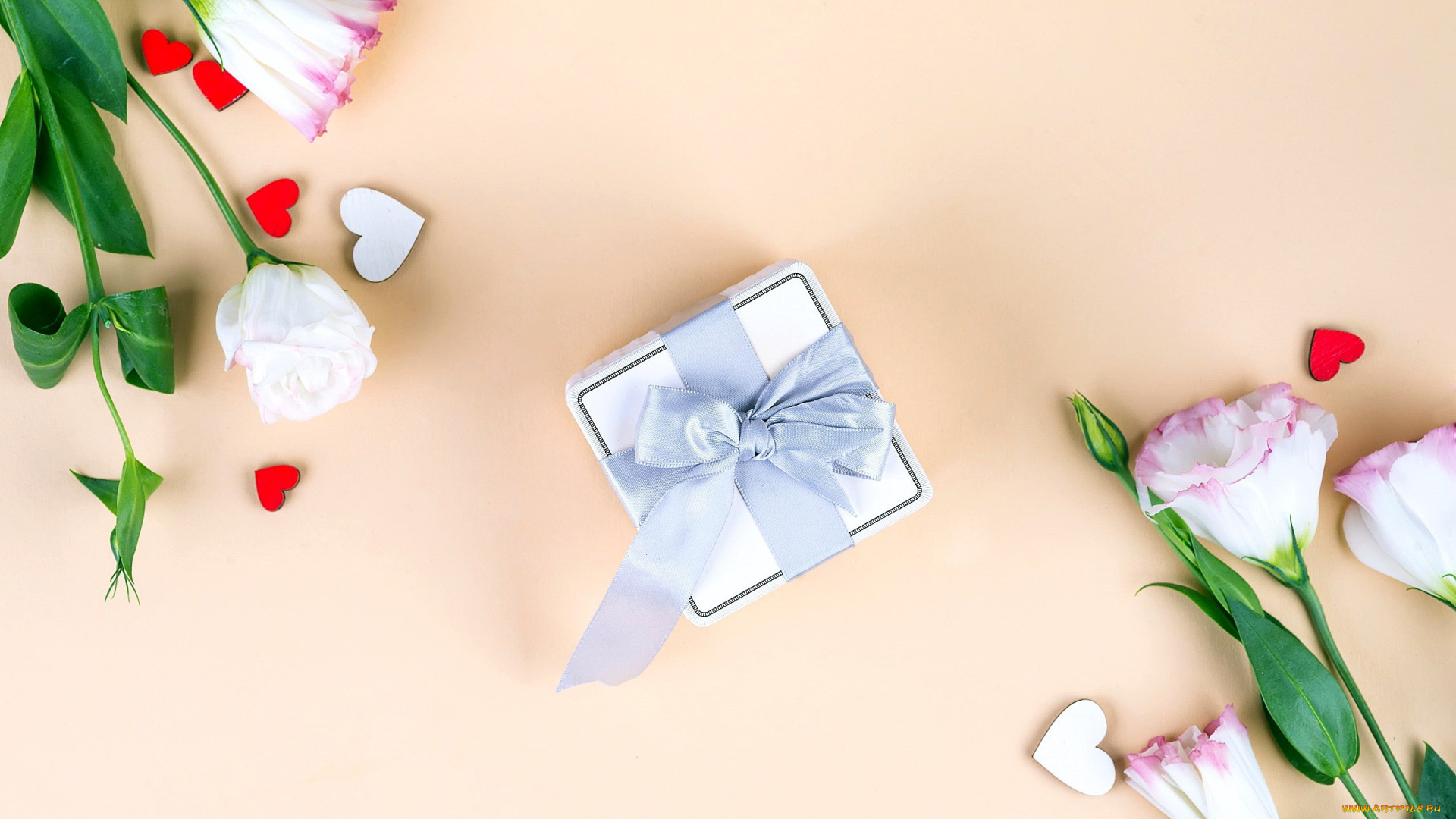 праздничные, подарки, и, коробочки, эустома, подарок, бант, лента