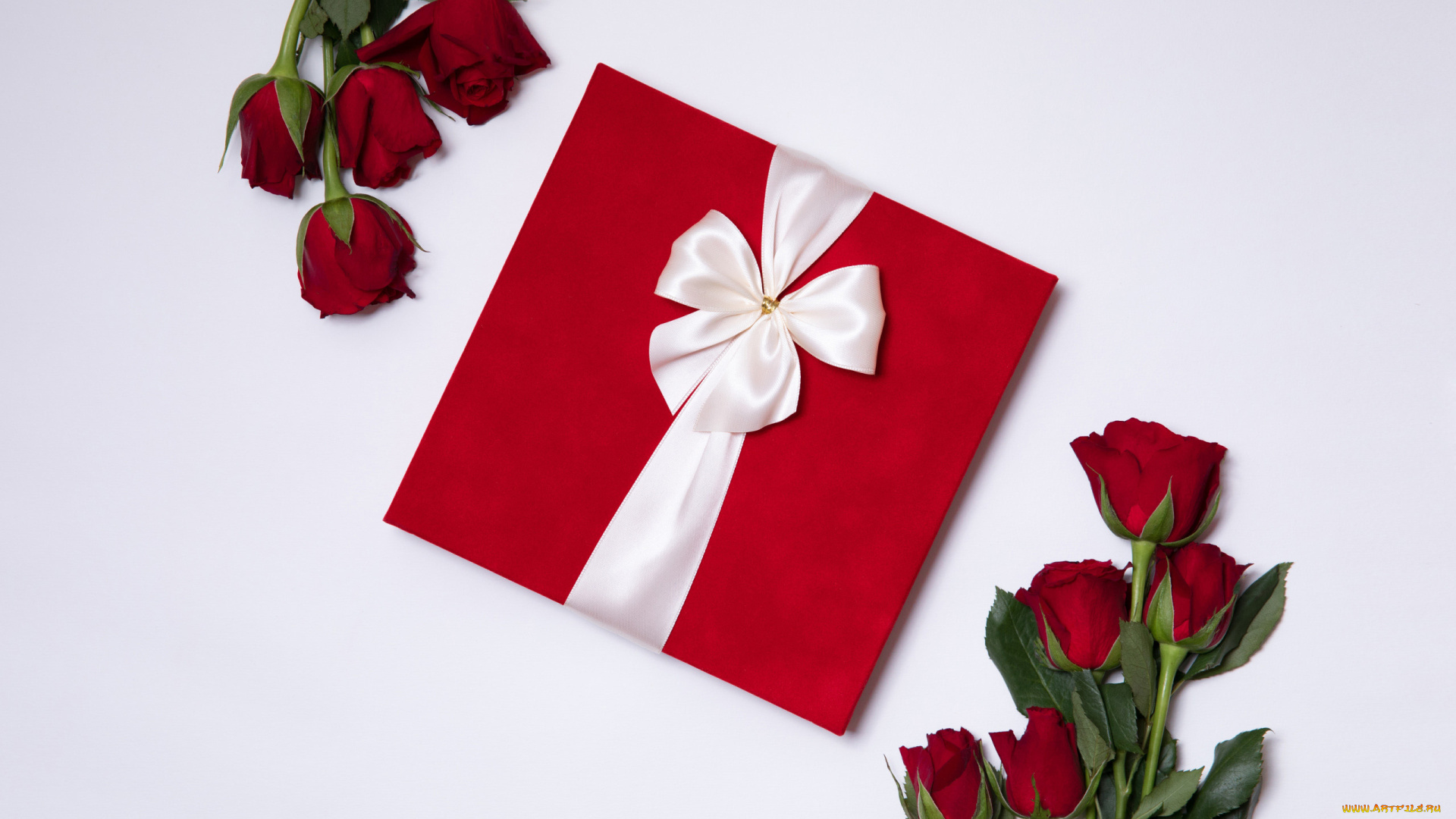 праздничные, подарки, и, коробочки, розы, подарок, бутоны, лента, бант
