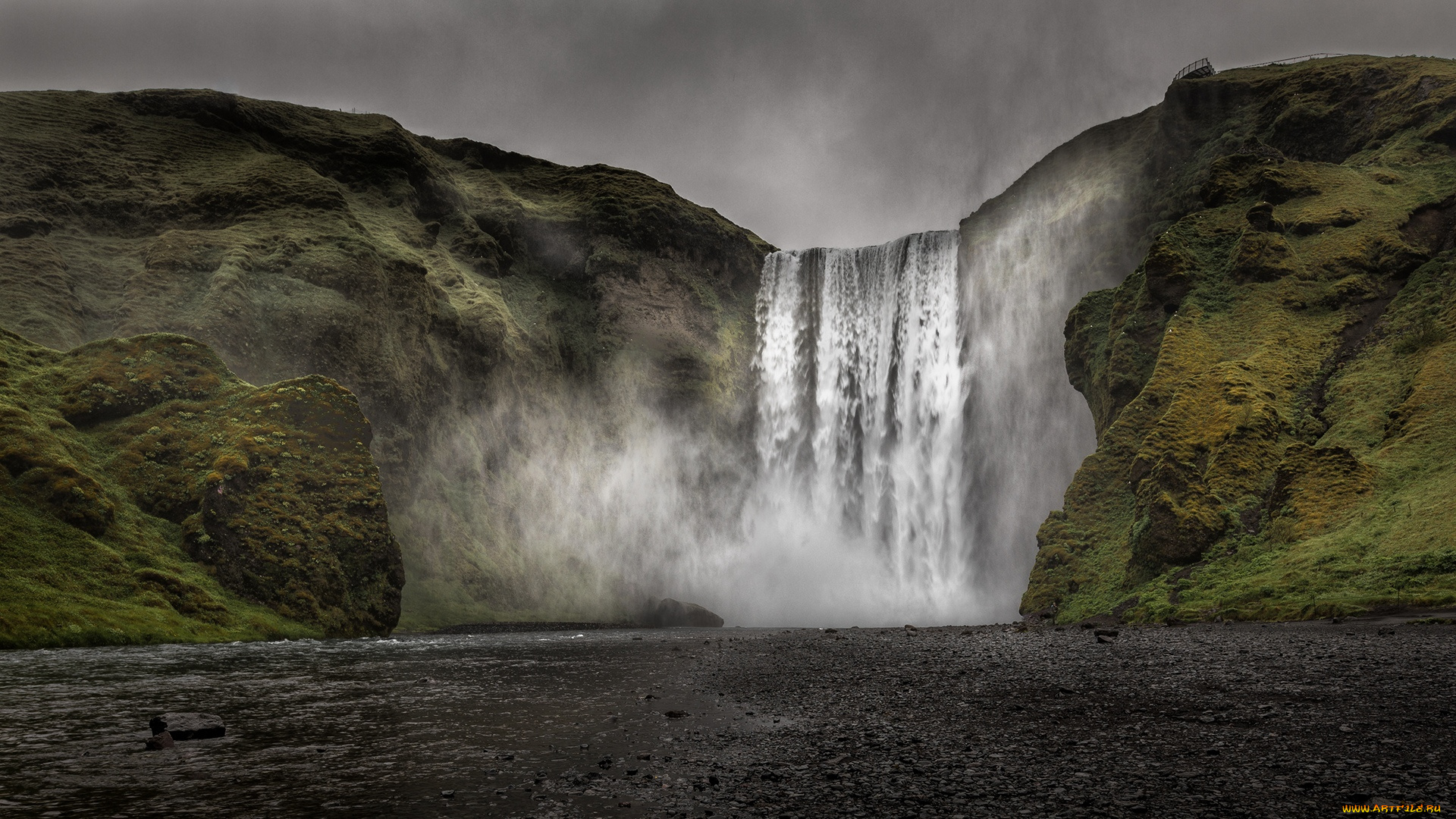 природа, водопады, исландия, водопад, скоугафосс