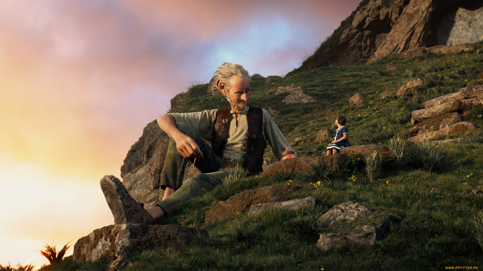 the, bfg, , 2016, кино, фильмы, трава, камни, гора, девочка, великан