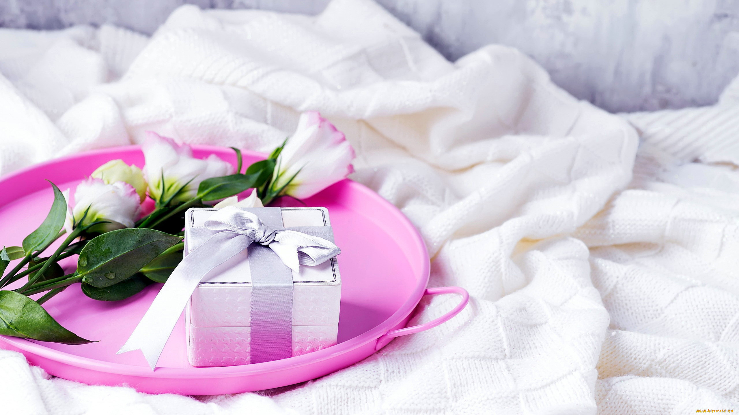 праздничные, подарки, и, коробочки, бант, лента, подарок, эустома