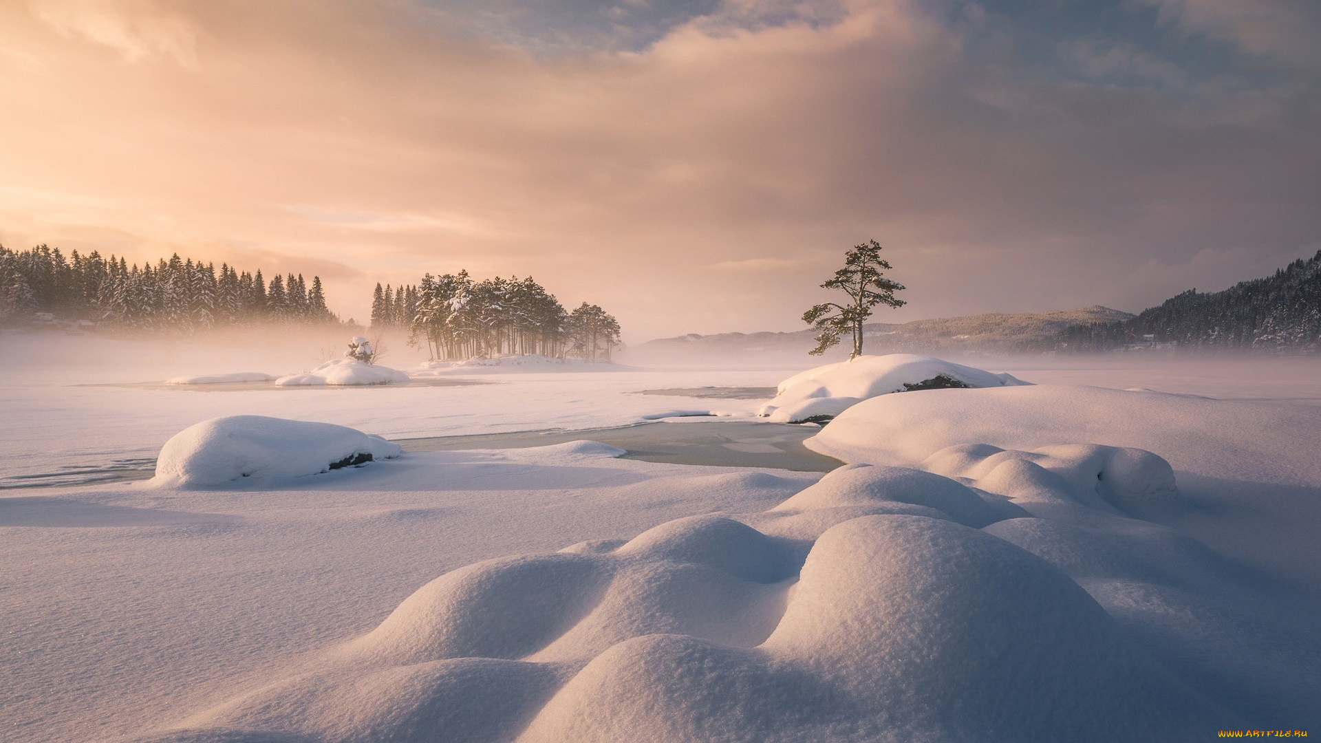 природа, зима, снег, сугробы