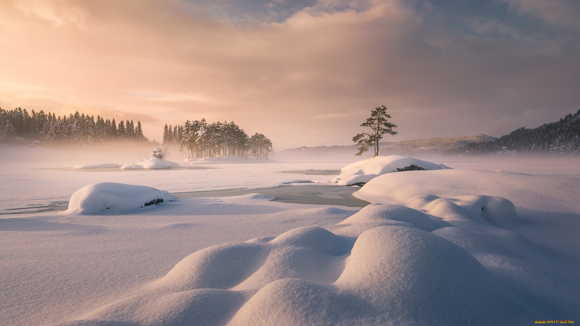 природа, зима, снег, сугробы