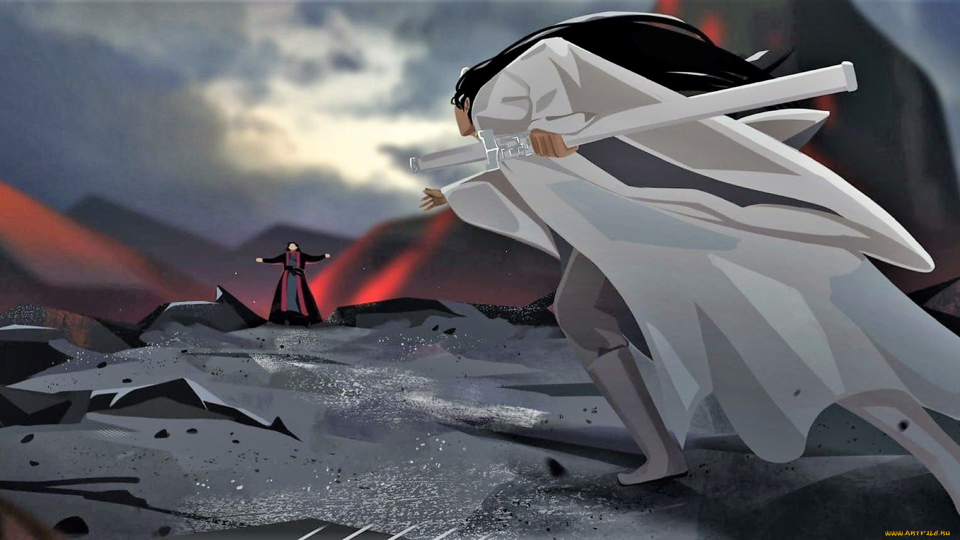 аниме, mo, dao, zu, shi, вэй, усянь, лань, ванцзи, скала, падение