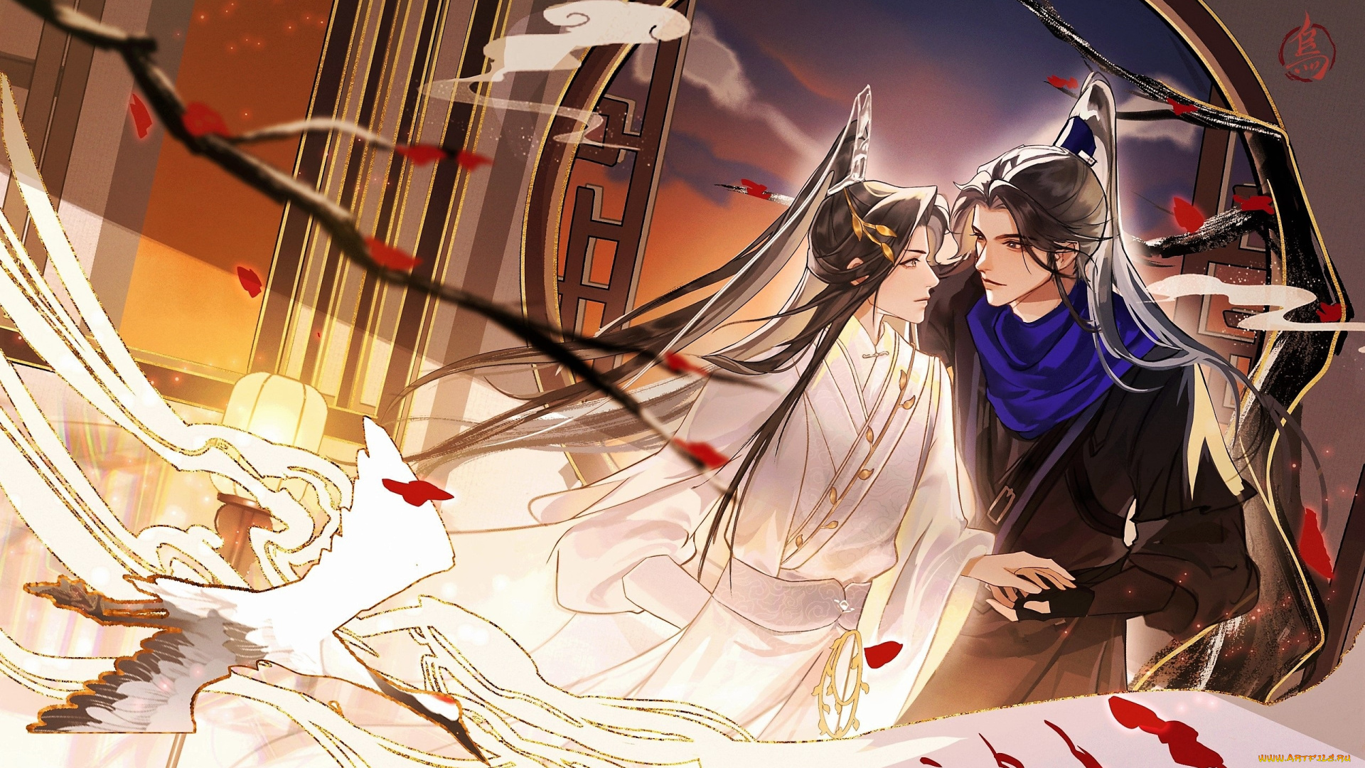 аниме, the, husky, and, his, white, cat, shizun, заклинатели, журавль, ветки