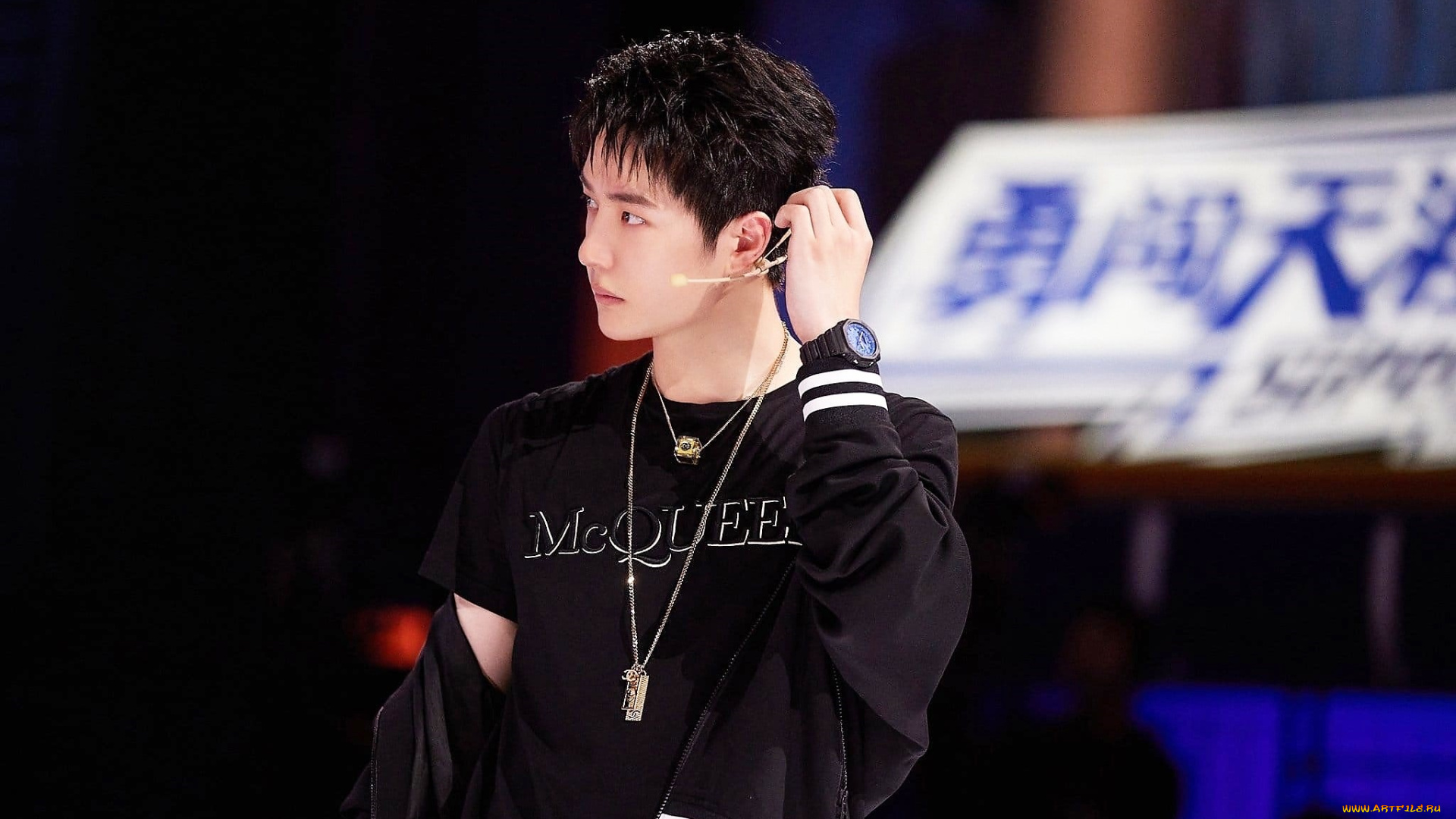 мужчины, wang, yi, bo, футболка, куртка, украшения