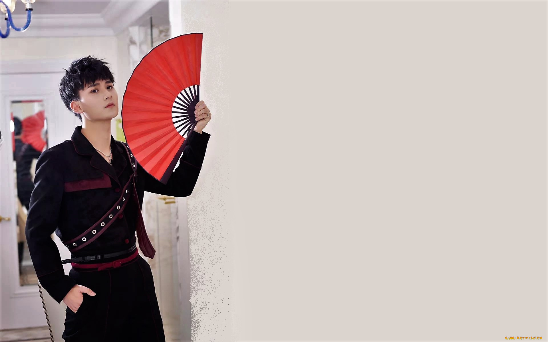 мужчины, ji, li, актер, веер