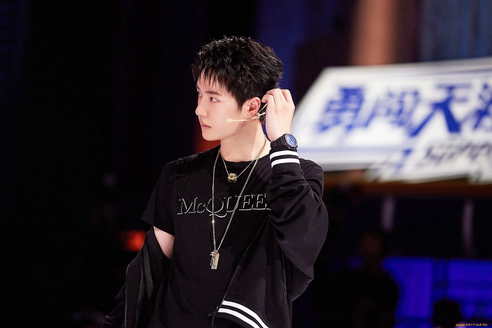 мужчины, wang, yi, bo, футболка, куртка, украшения