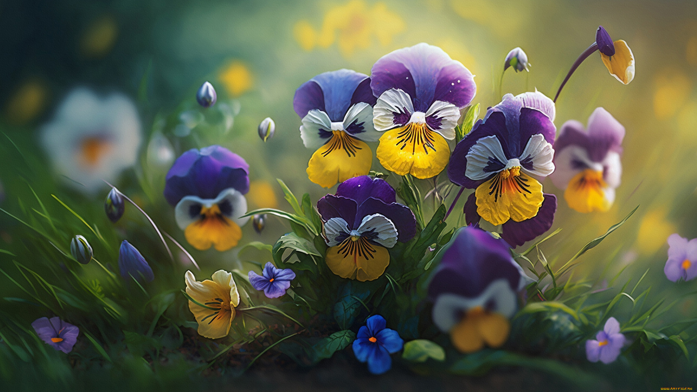 рисованное, цветы, темный, фон, стол, букет, чайник, тарелка, чашка, посуда