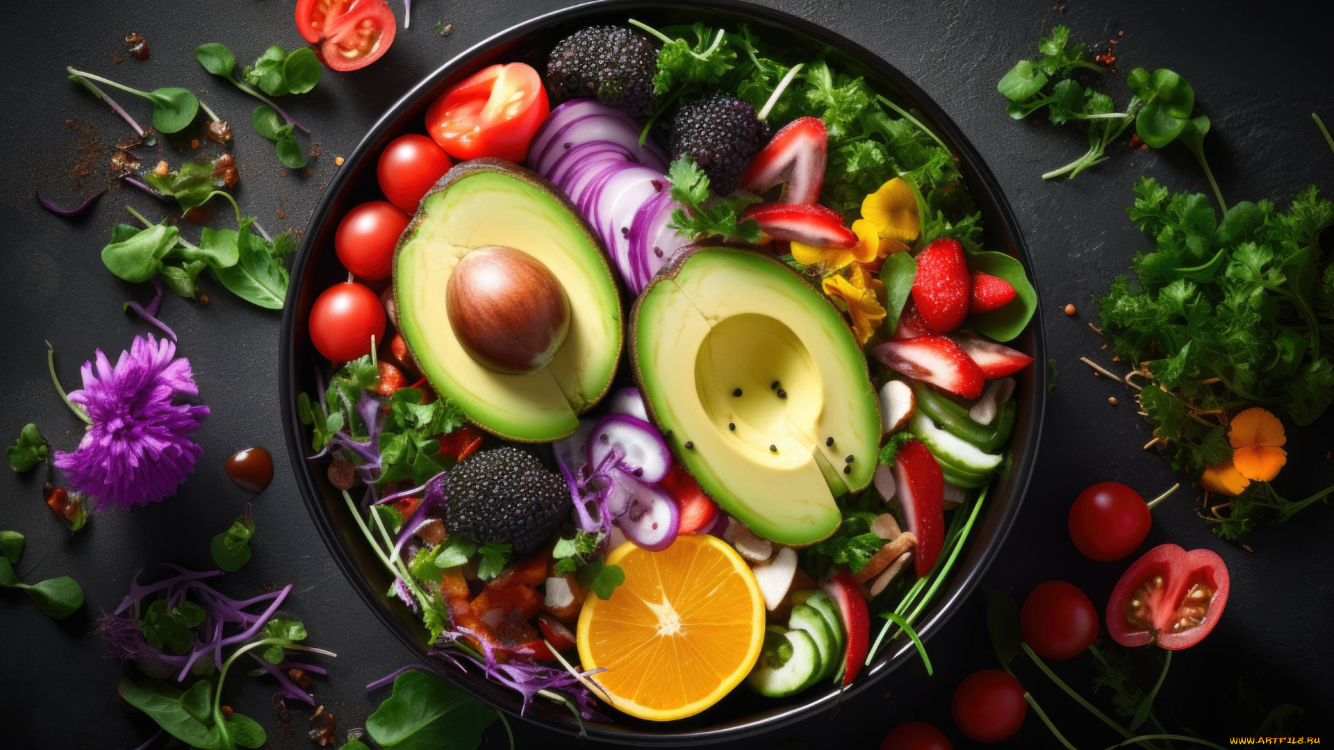 3д, графика, еда-, food, салат