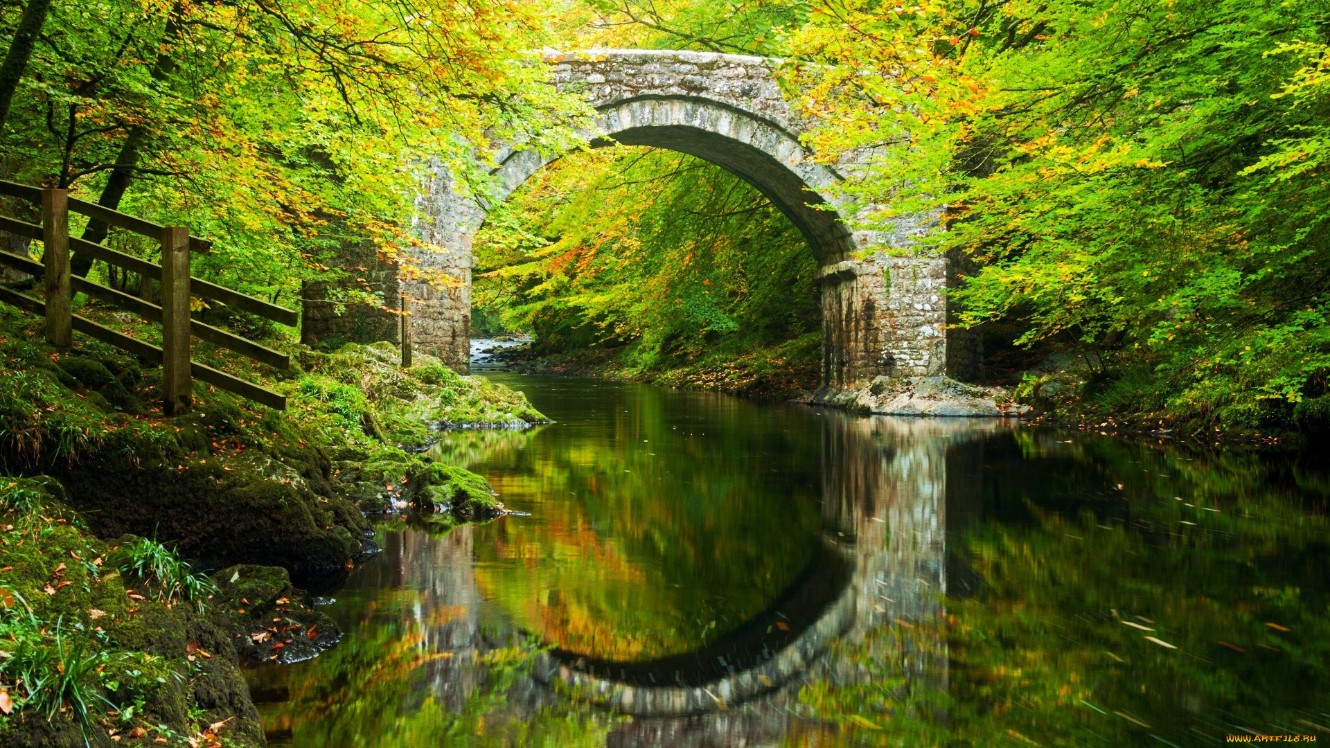holn, bridge, the, river, dart, dartmoor, england, города, -, мосты, holn, bridge, the, river, dart