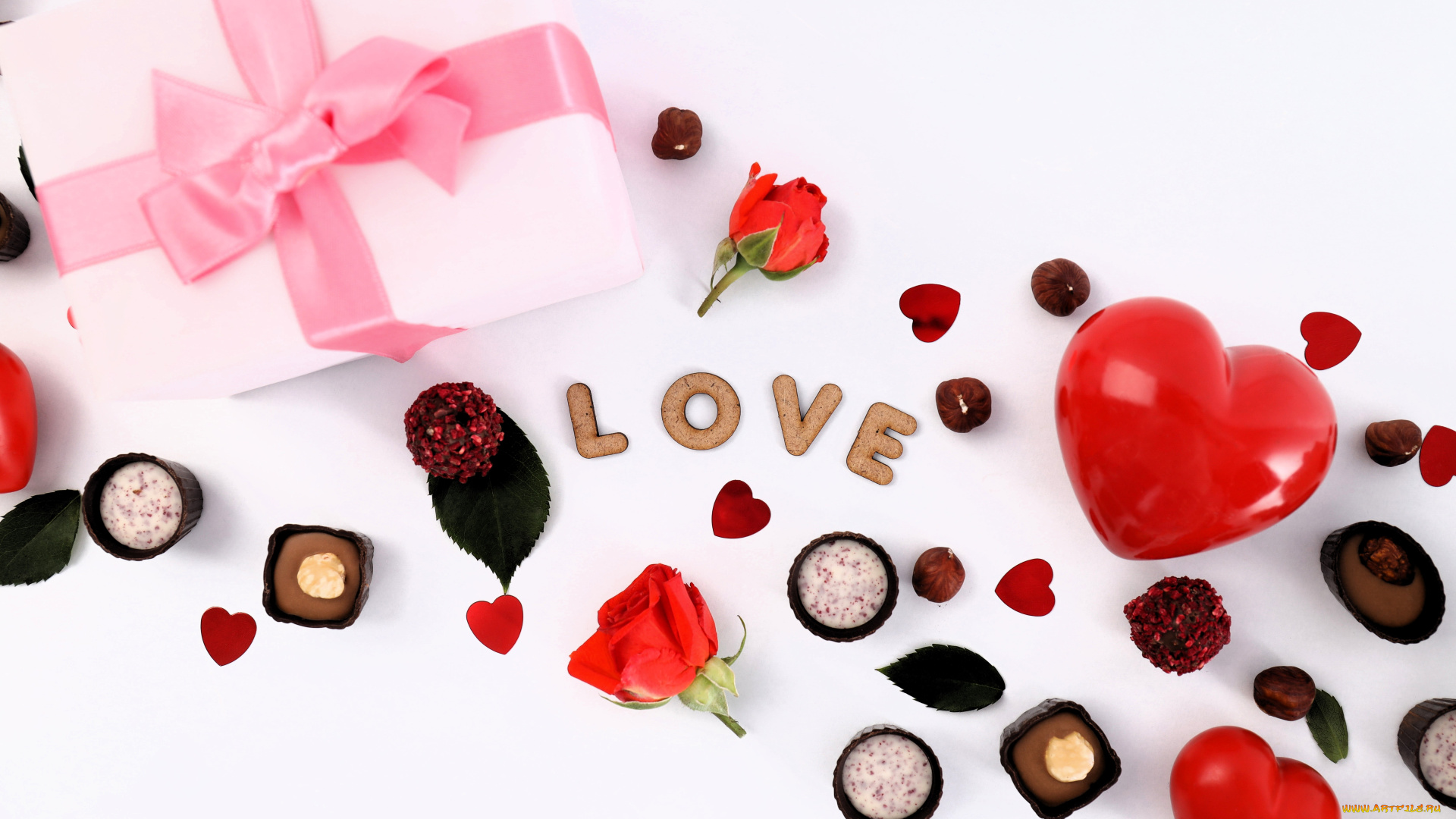 праздничные, день, святого, валентина, , сердечки, , любовь, коробка, подарок, сердечки, розы, конфеты