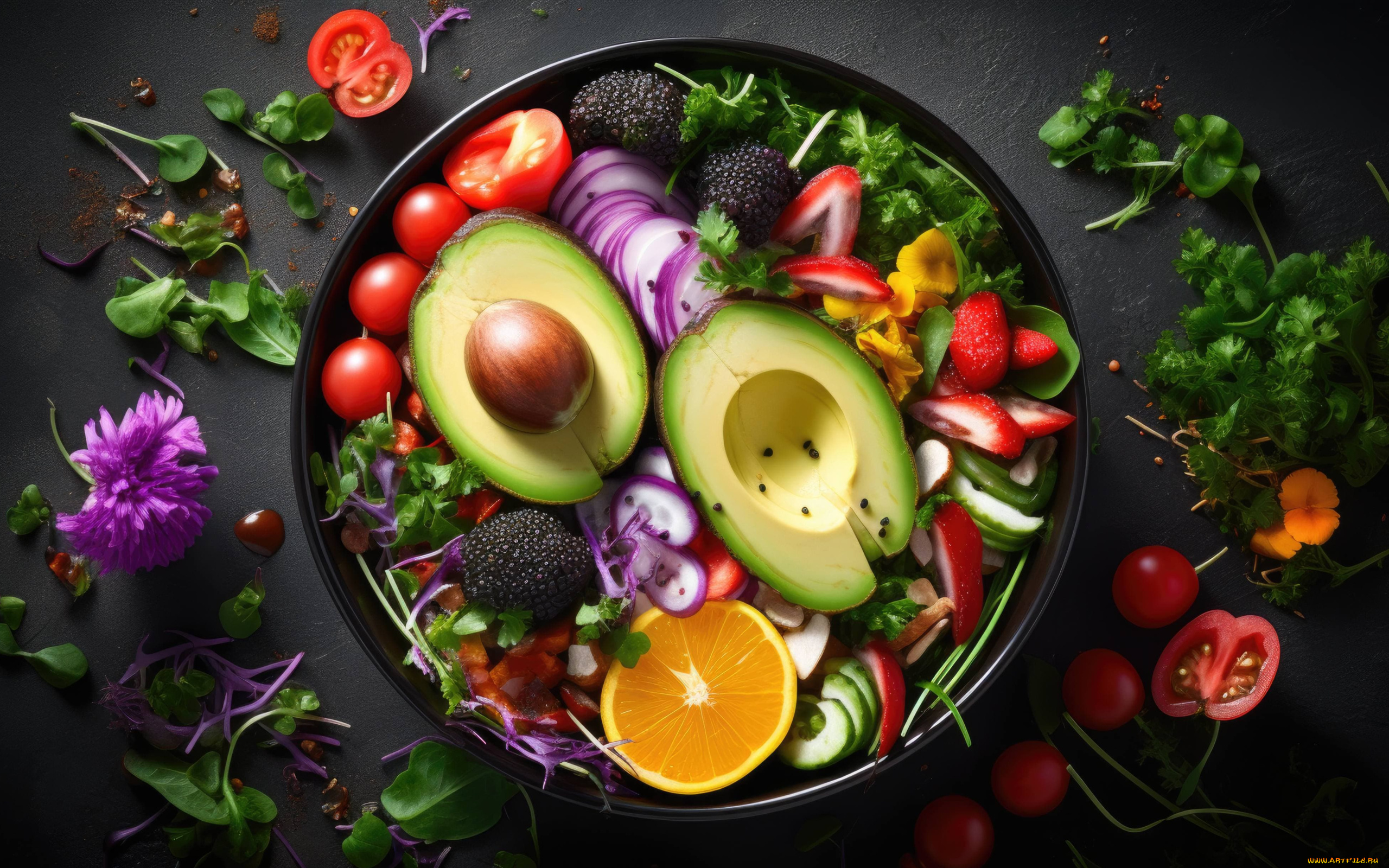 3д, графика, еда-, food, салат