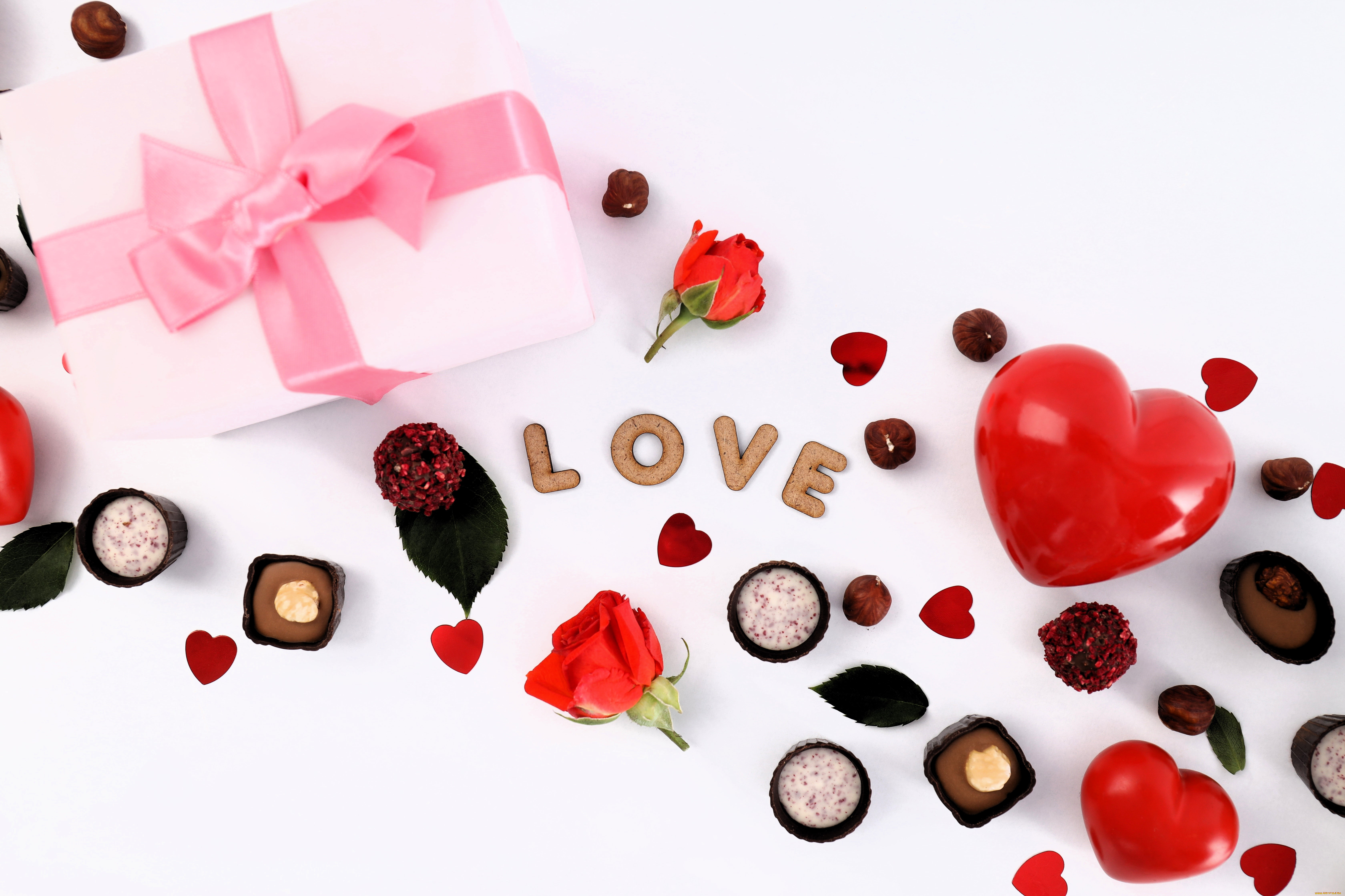 праздничные, день, святого, валентина, , сердечки, , любовь, коробка, подарок, сердечки, розы, конфеты