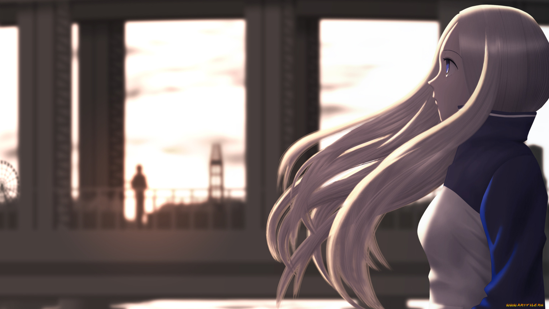 аниме, arakawa, under, the, bridge, девушка, мост, река