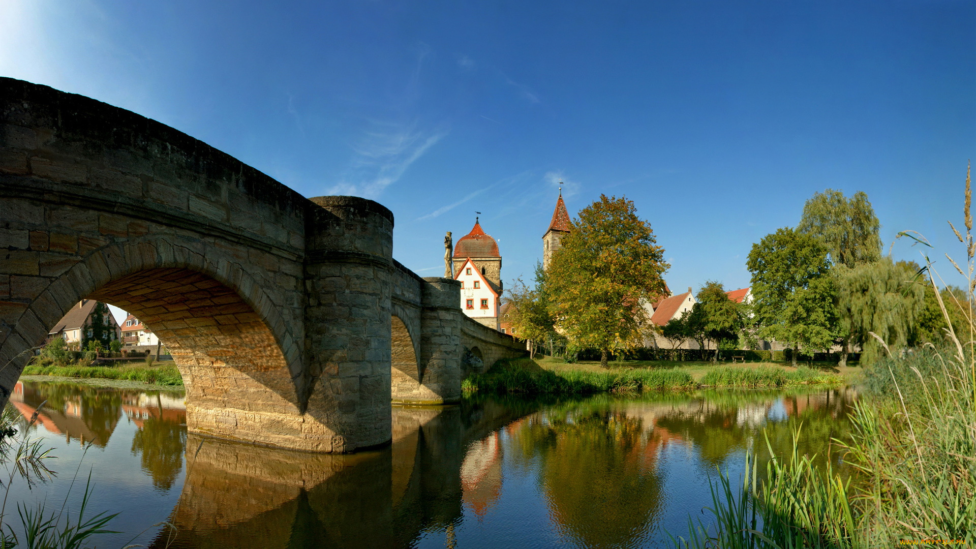 города, мосты, дома, река