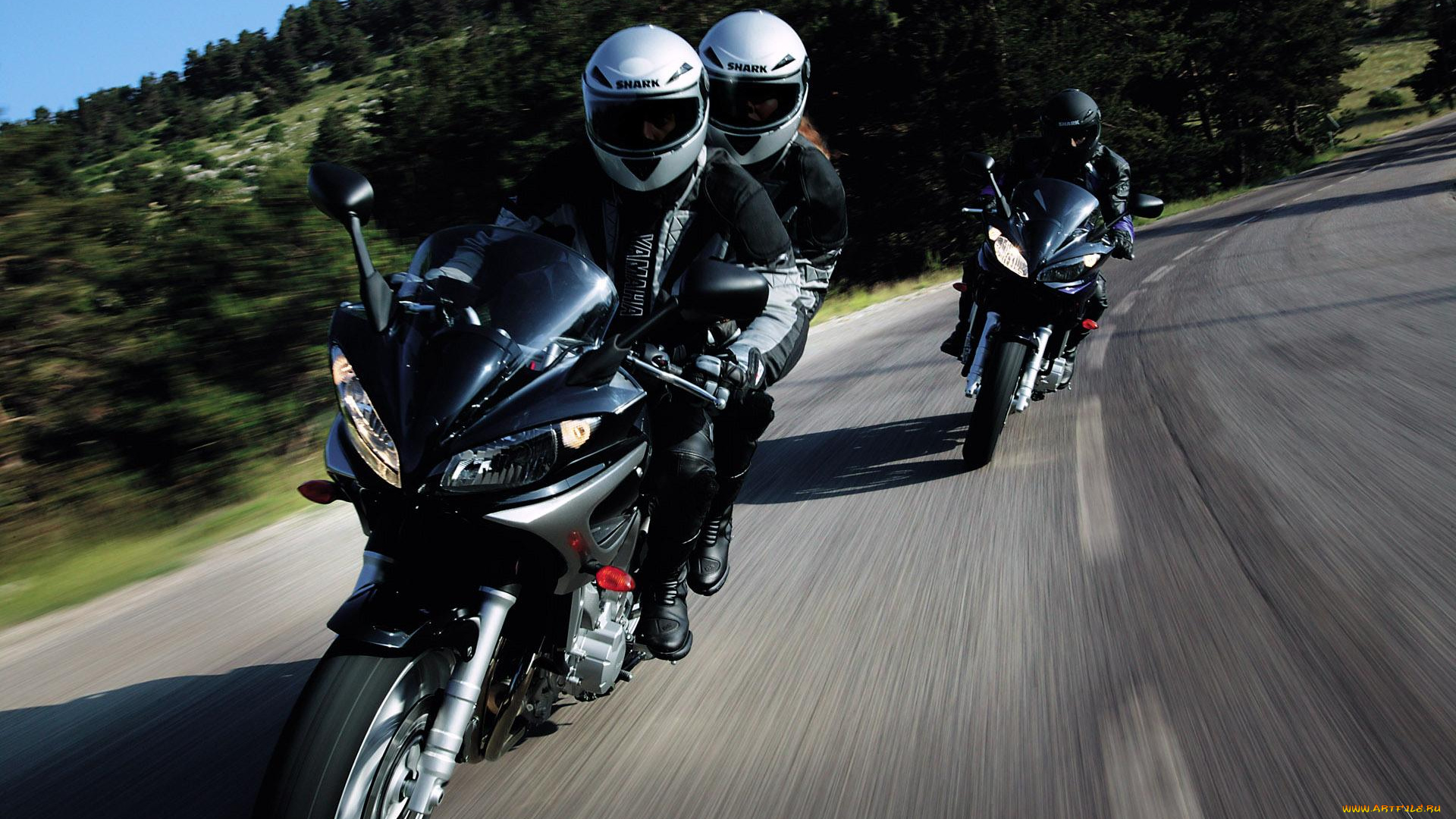 мотоциклы, unsort, дорога, трасса, мотоциклисты, шлемы