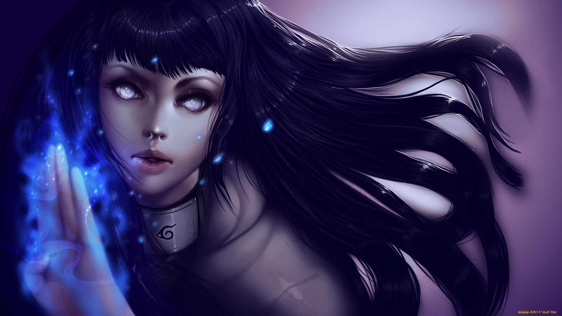 аниме, naruto, мягкая, ладонь, брюнетка, взгляд, арт, бьякуган, лицо, волосы, хьюга, хината