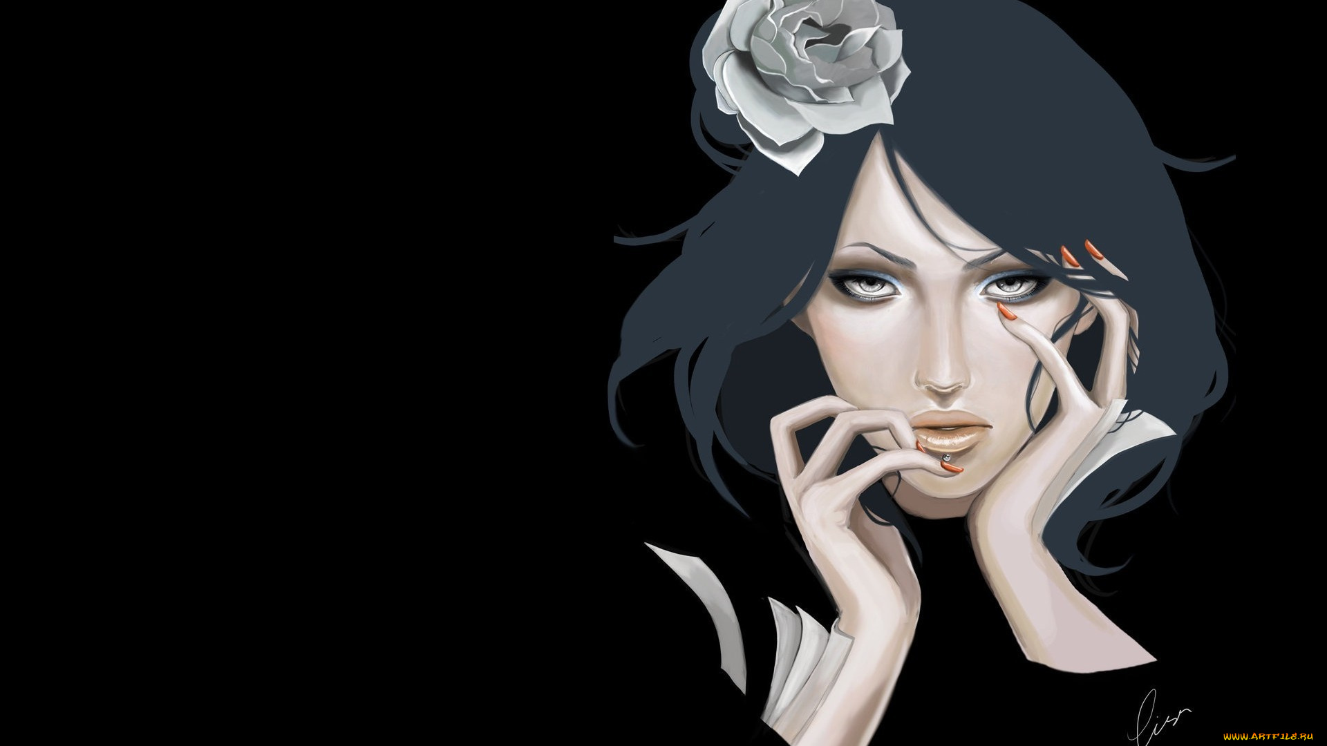 аниме, naruto, взгляд, роза, наруто, девушка, конан, лицо, руки, листы, бумага, акатцки