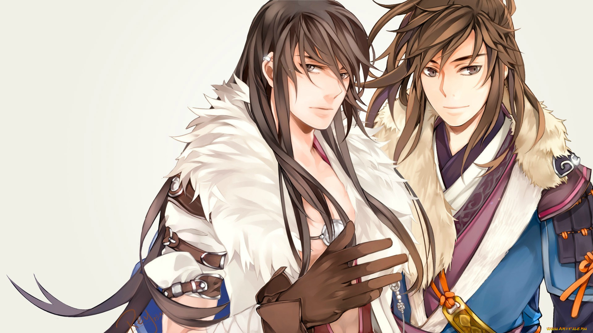 аниме, *unknown, , другое, взгляды, волосы, белый, фон, парни