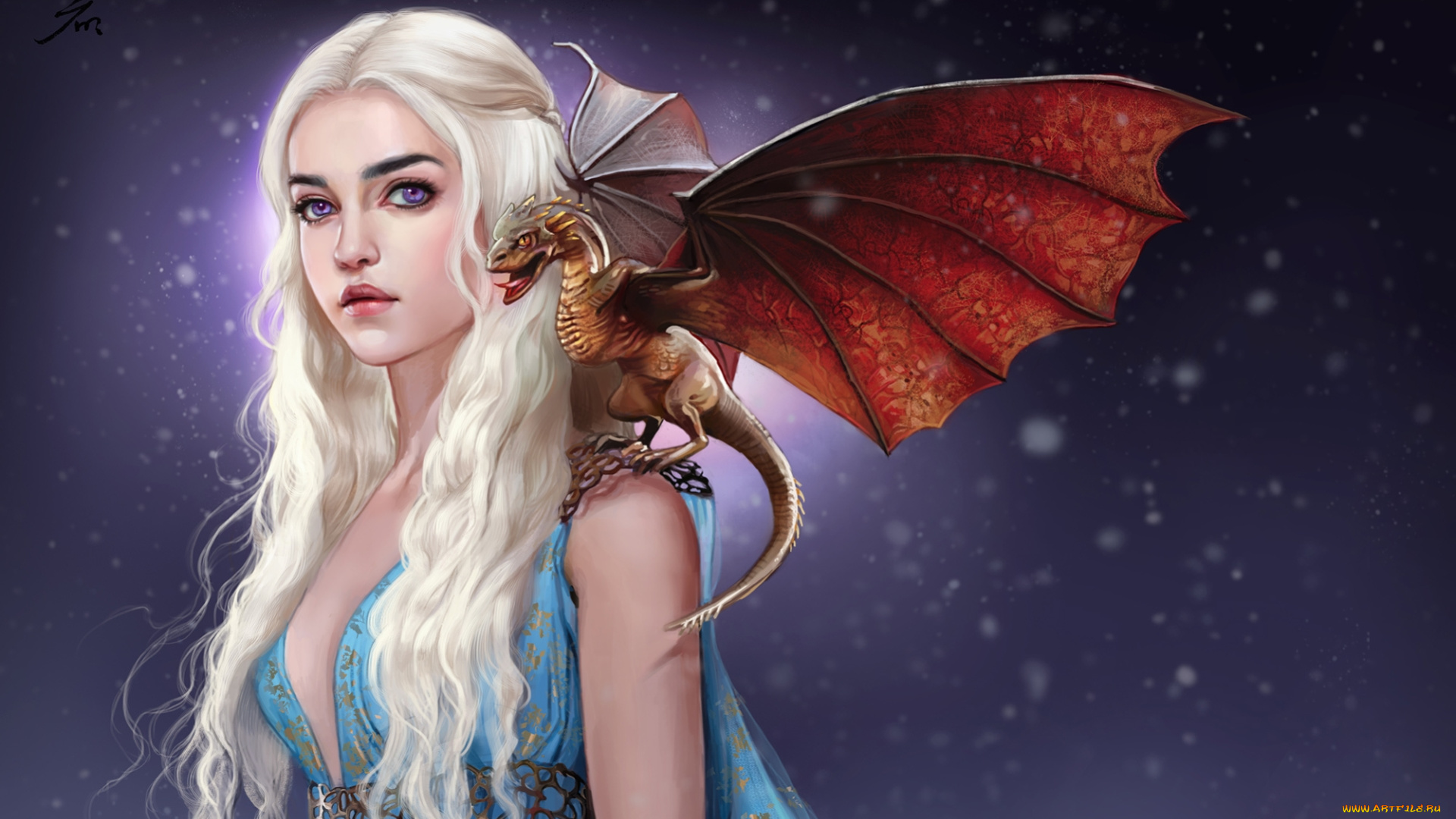 фэнтези, красавицы, и, чудовища, девушка, дракон, белые, волосы, игра, престолов