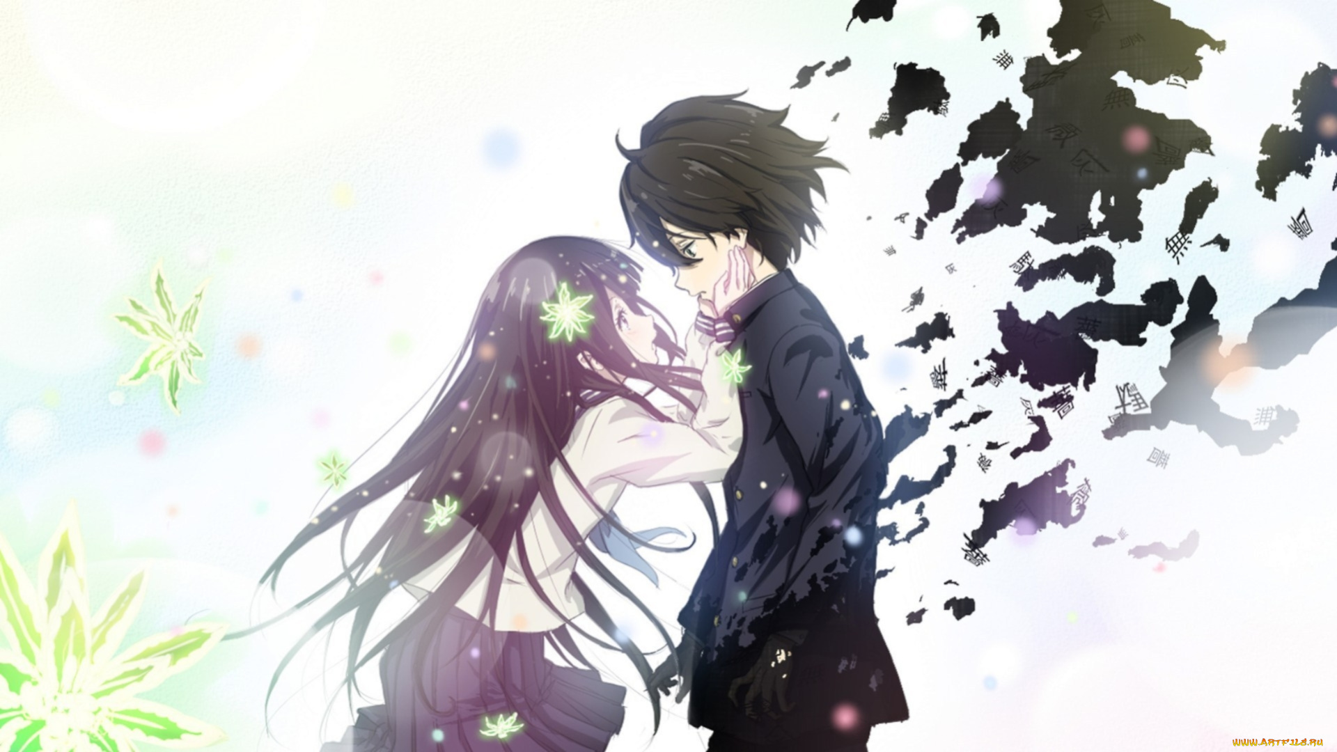 hyouka, аниме, пара, любовь, парень, девушка, цветы, хёка