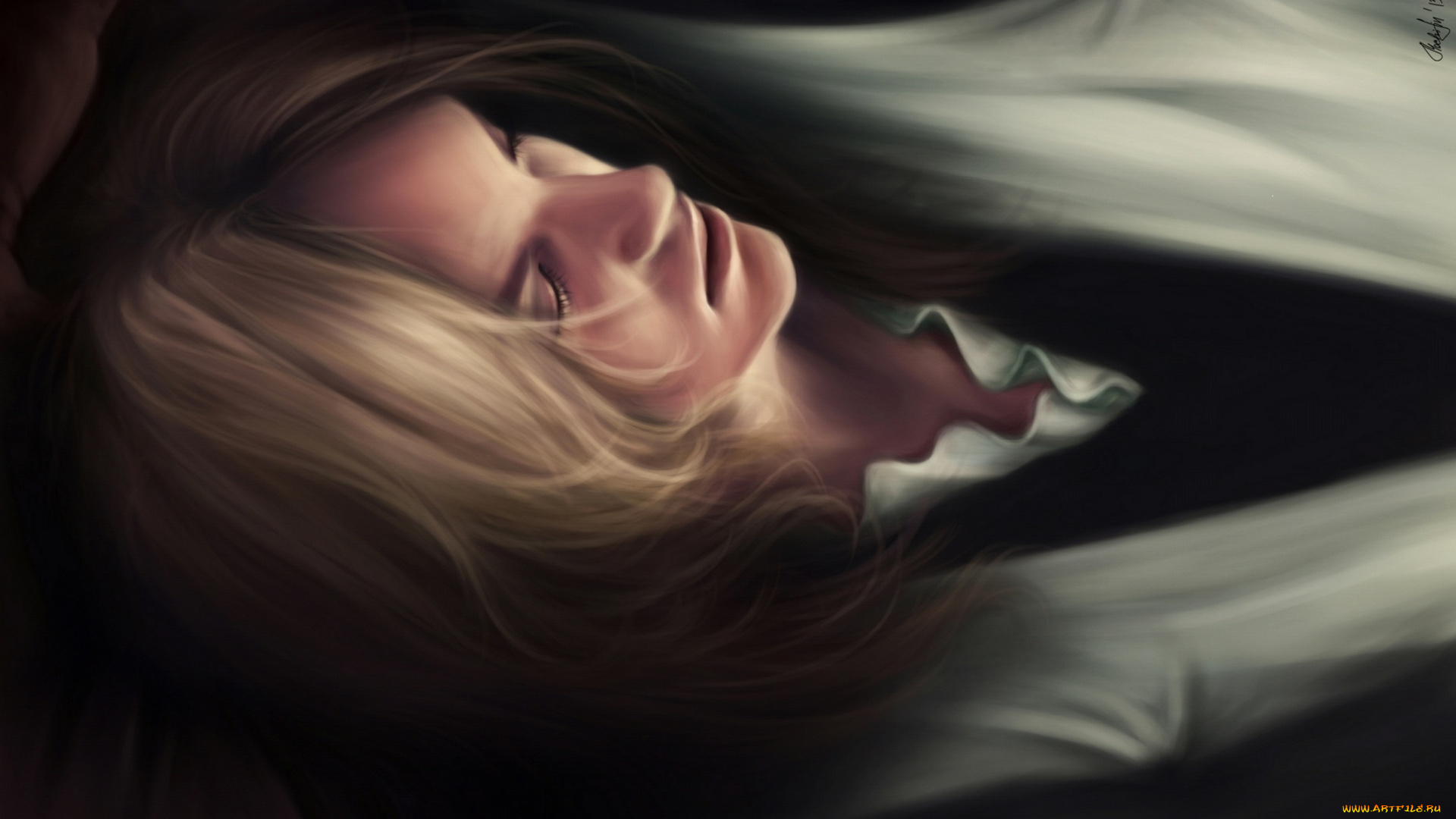 рисованные, люди, лицо, лежит, парень, блондин