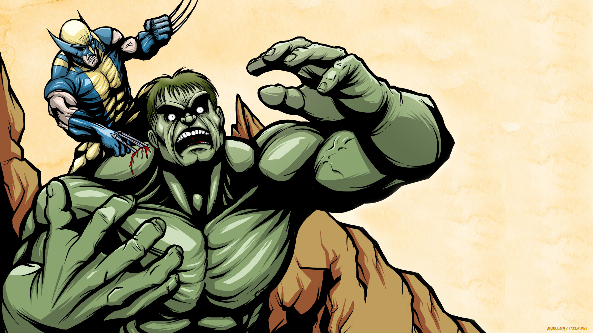 росомаха, против, халка, рисованные, комиксы, wolverine, hulk, сражение, халк, росомаха