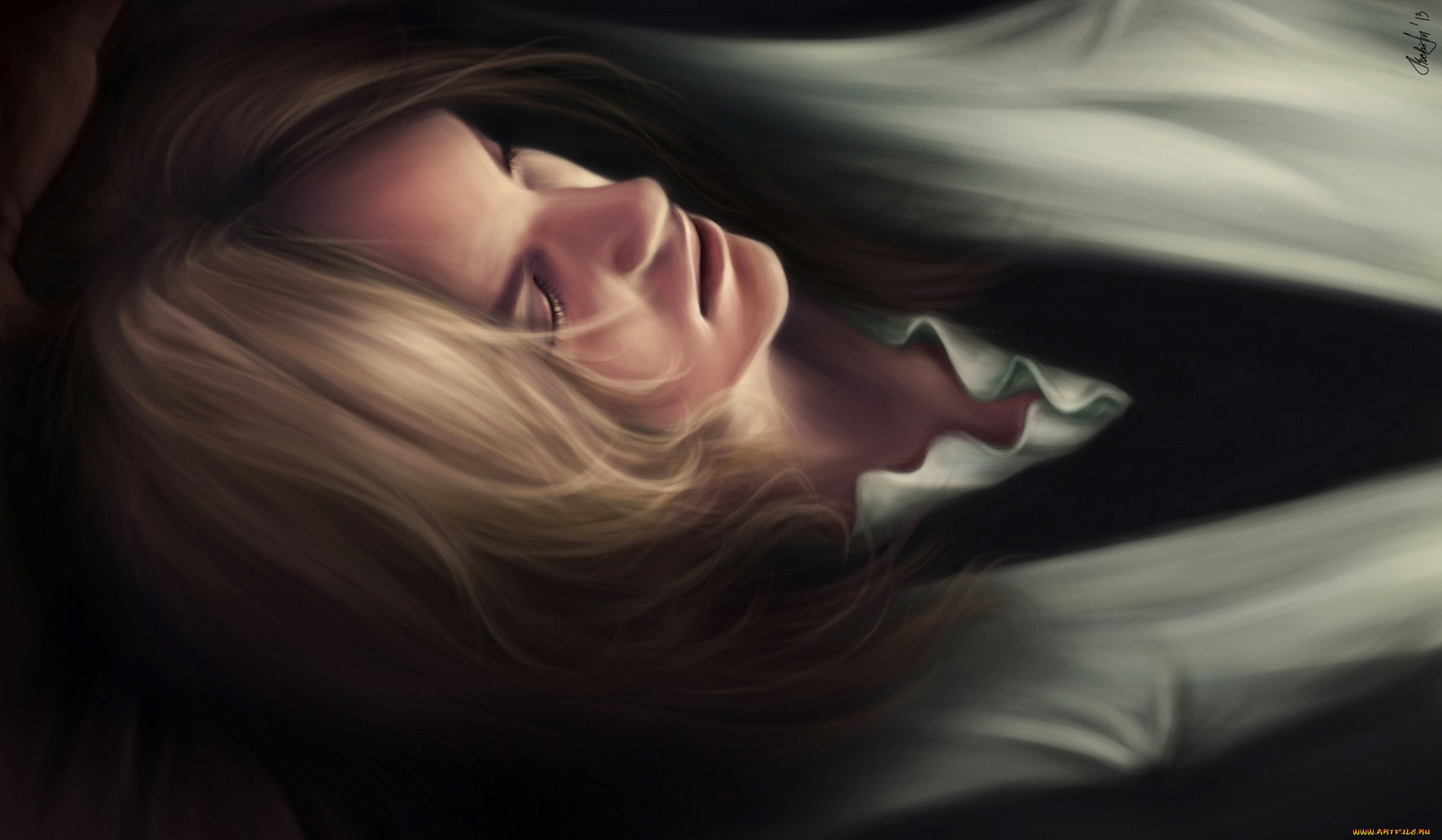 рисованные, люди, лицо, лежит, парень, блондин