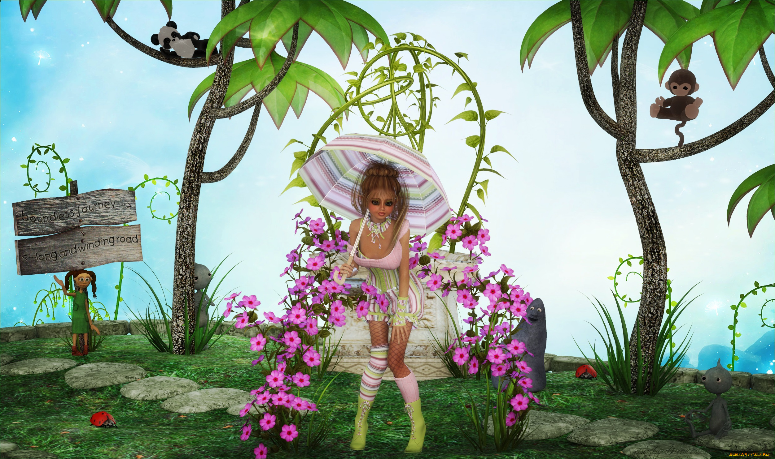 3д, графика, fantasy, , фантазия, цветы