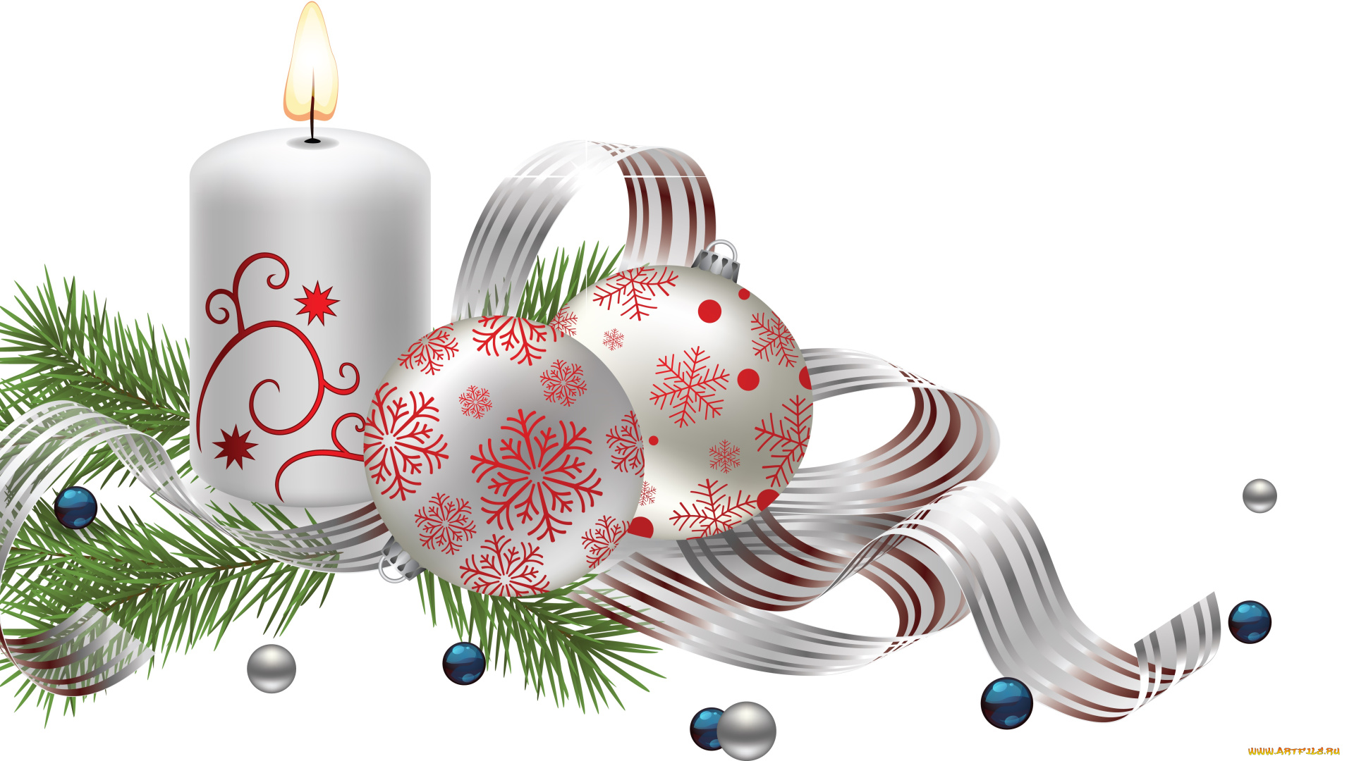 праздничные, векторная, графика, , новый, год, шары, ветка, свеча