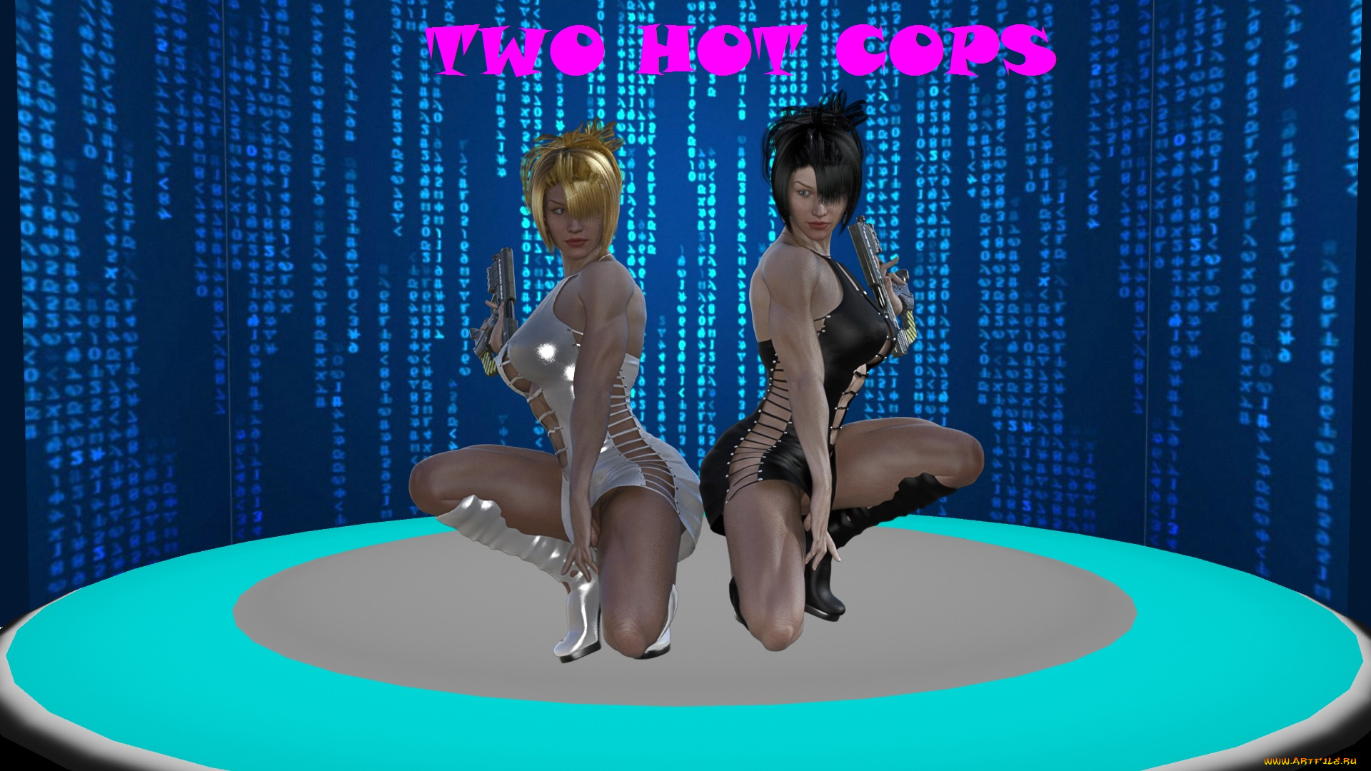 3д, графика, люди, , people, пистолет, взгляд, девушки