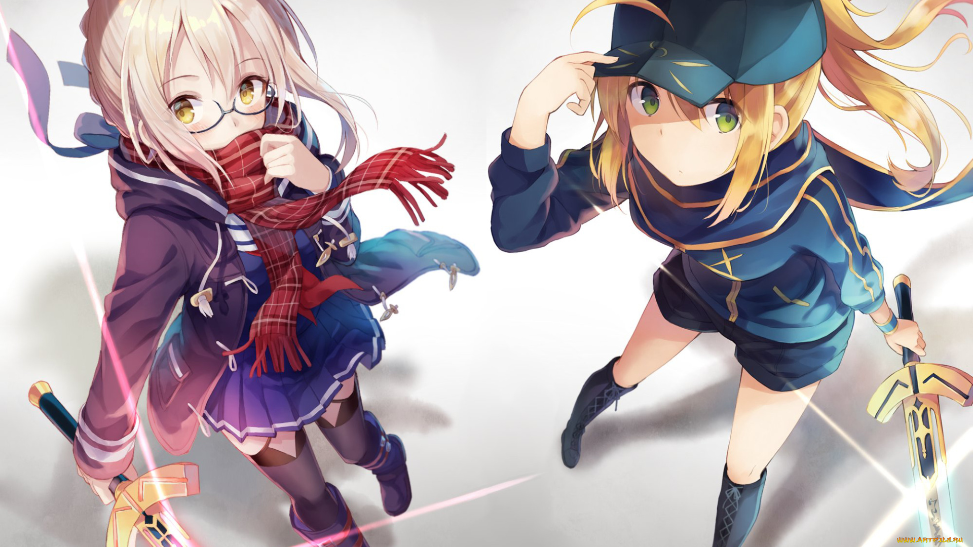 аниме, fate, stay, night, девушки, взгляд, фон