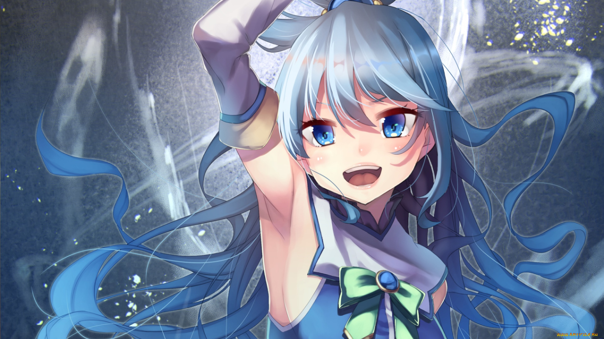 аниме, kono, subarashii, sekai, ni, shukufuku, wo, девушка, взгляд, фон