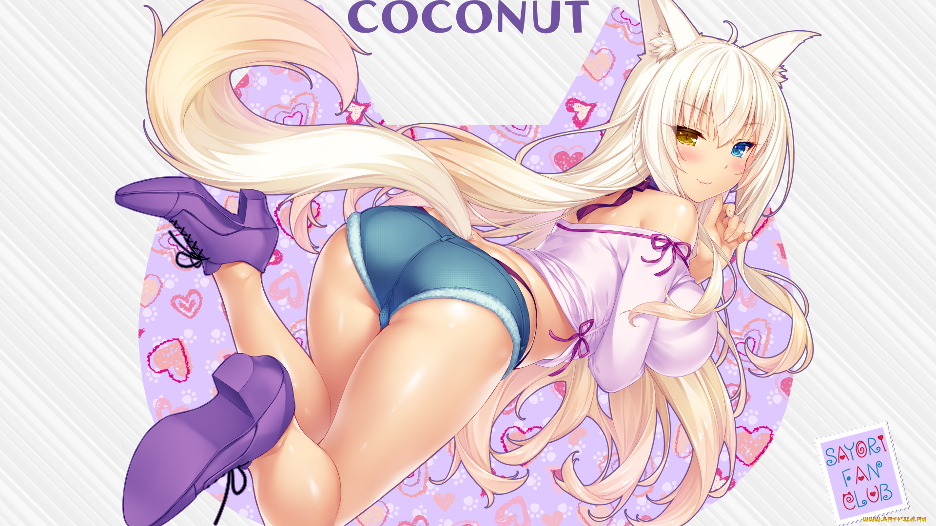 аниме, nekopara, девушка, взгляд, фон