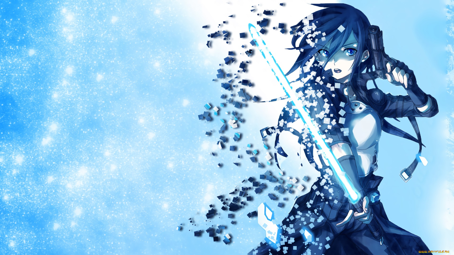 аниме, sword, art, online, девушка, взгляд, фон