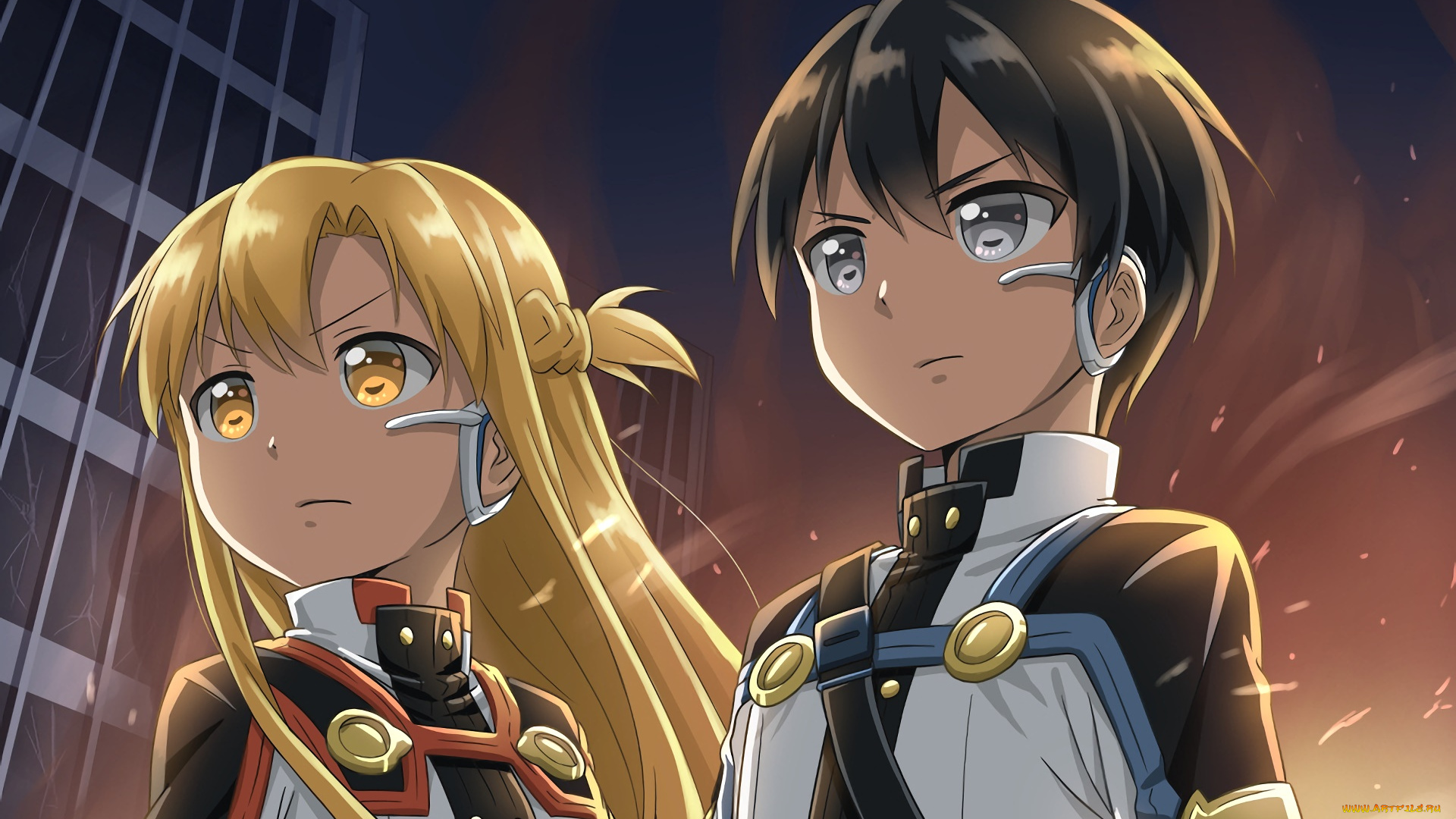 аниме, sword, art, online, девушка, взгляд, фон