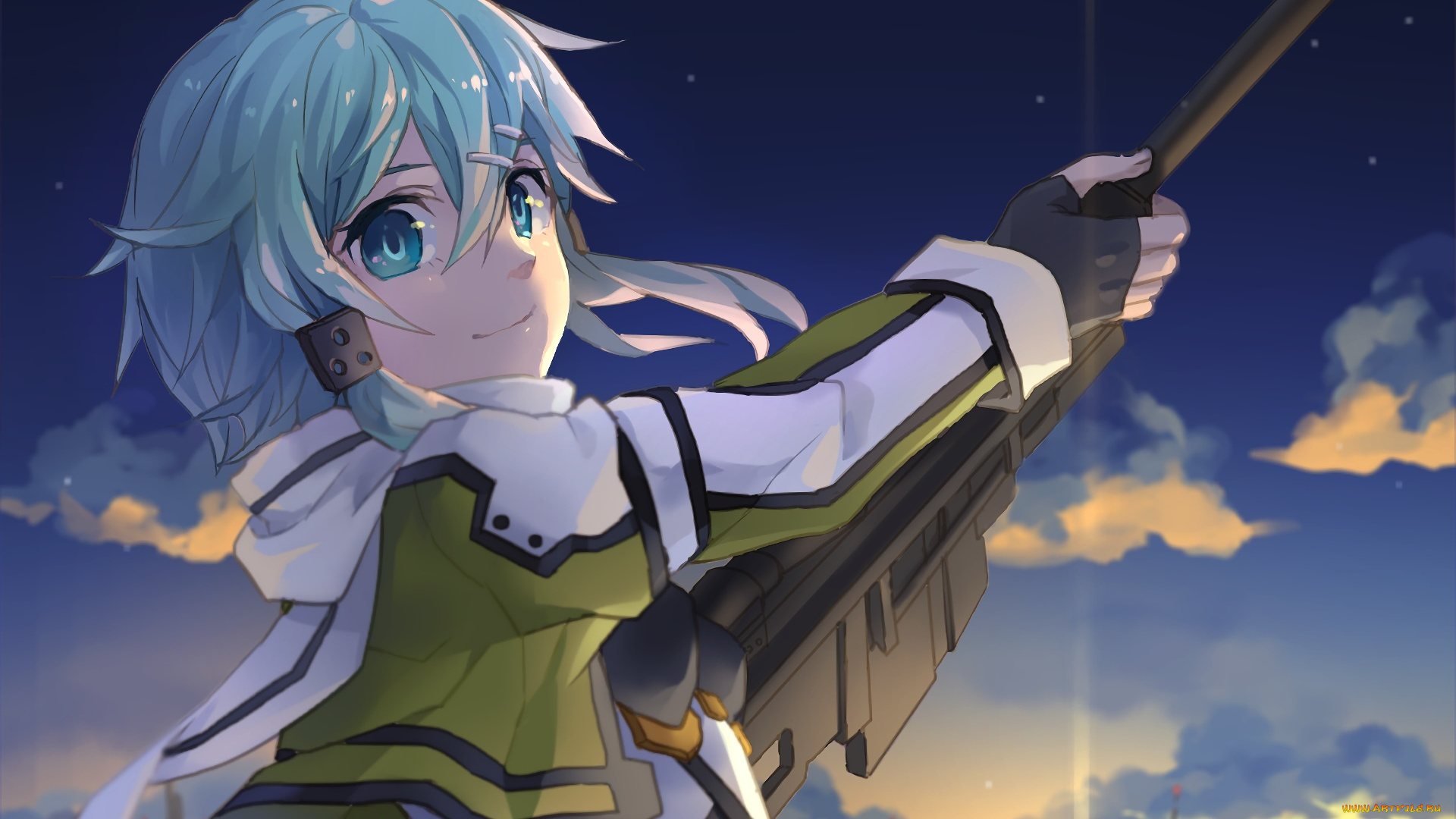 аниме, sword, art, online, девушка, взгляд, фон