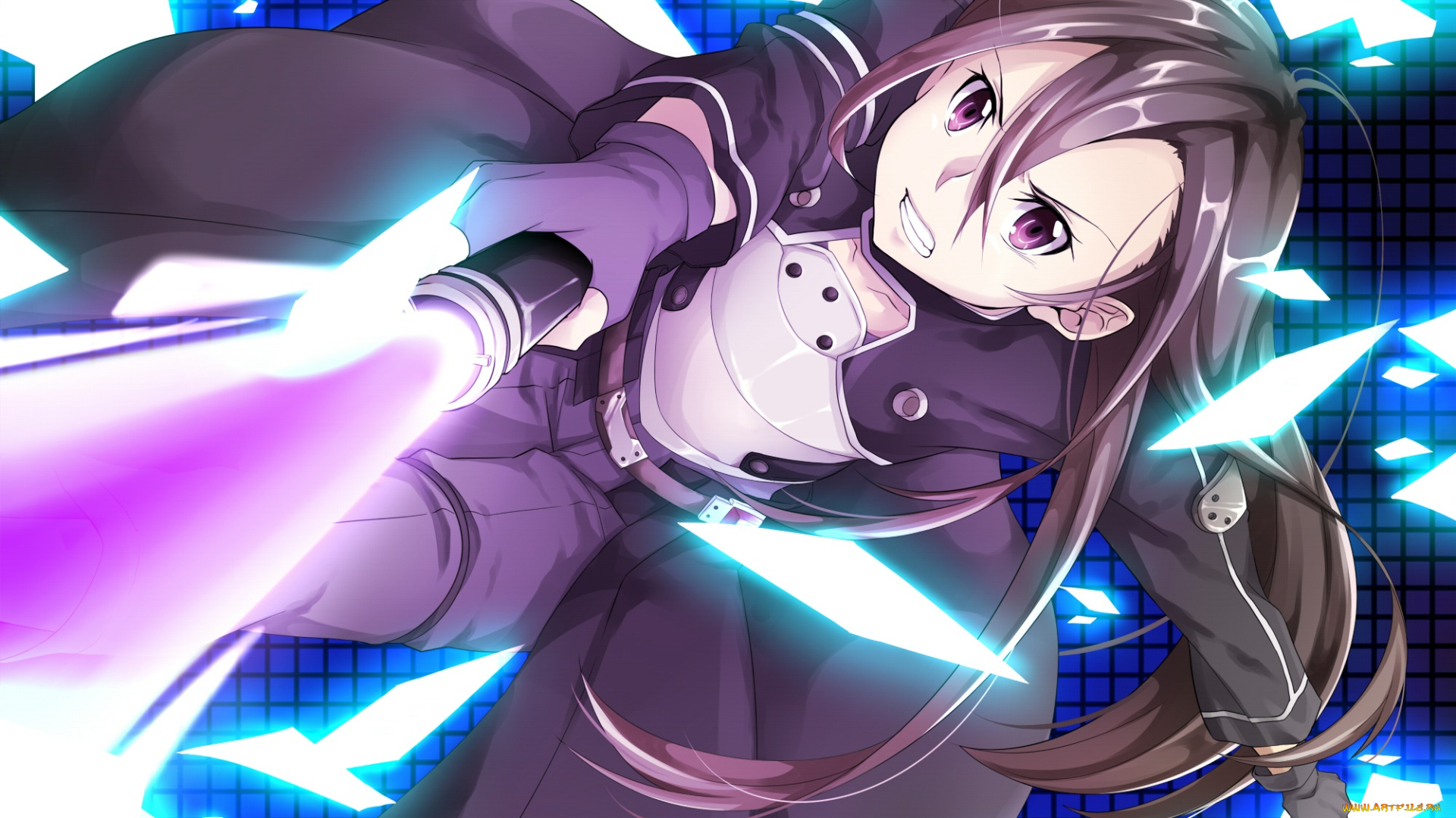 аниме, sword, art, online, девушка, взгляд, фон