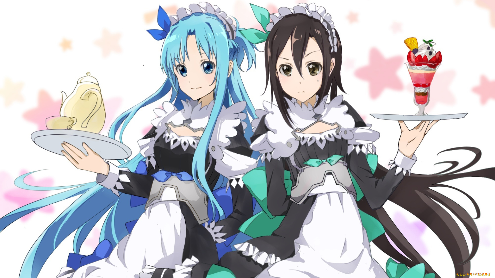 аниме, sword, art, online, девушки, взгляд, фон