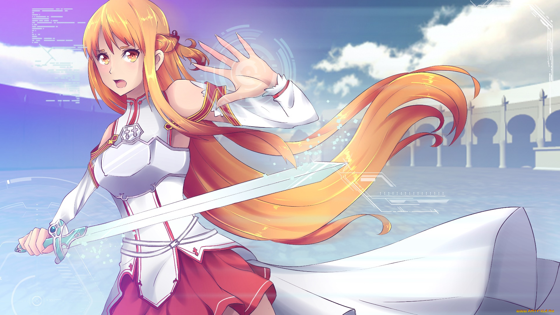 аниме, sword, art, online, фон, взгляд, девушка