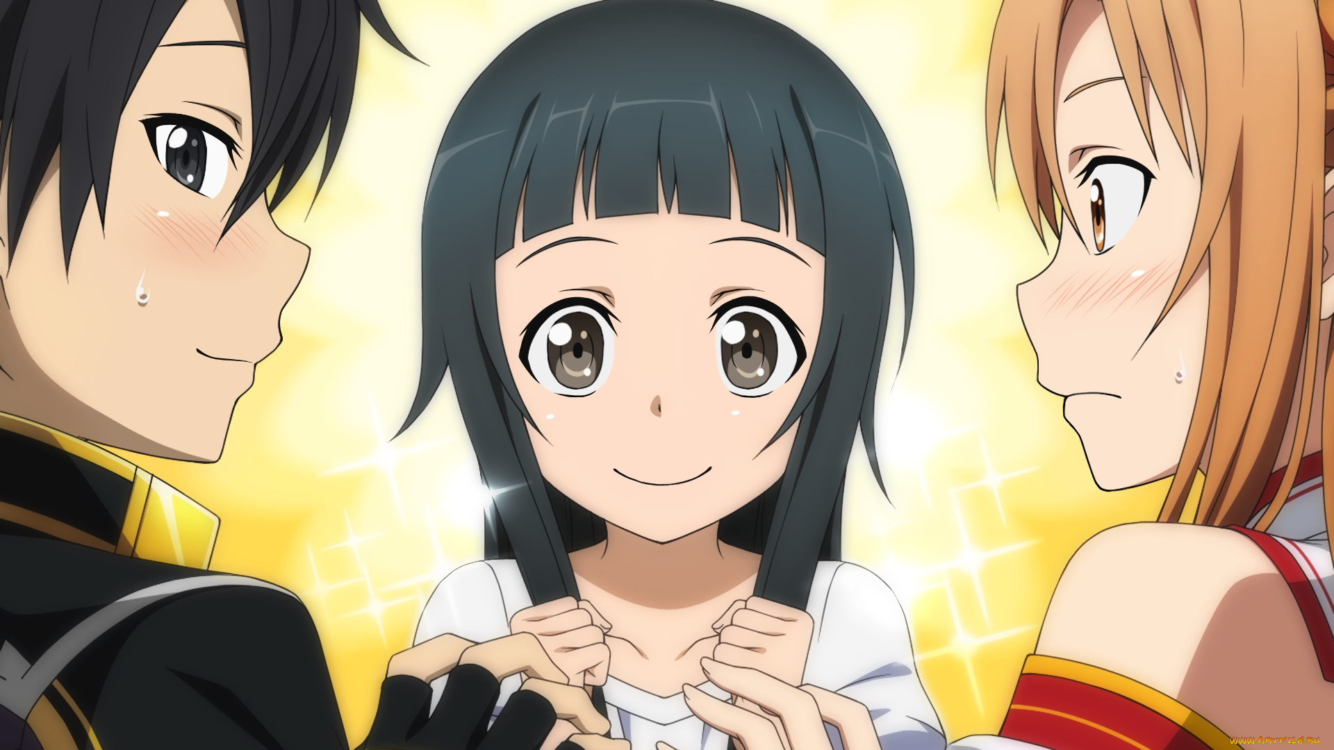 аниме, sword, art, online, взгляд, фон, девушка