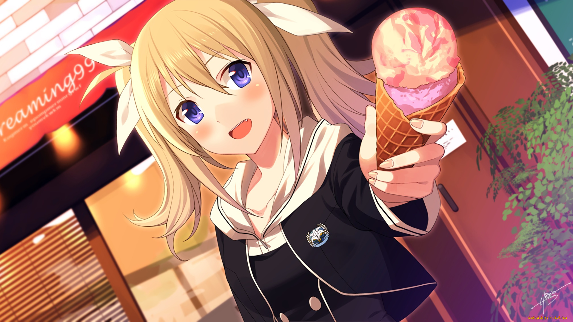 аниме, unknown, , другое, девушка, взгляд, фон